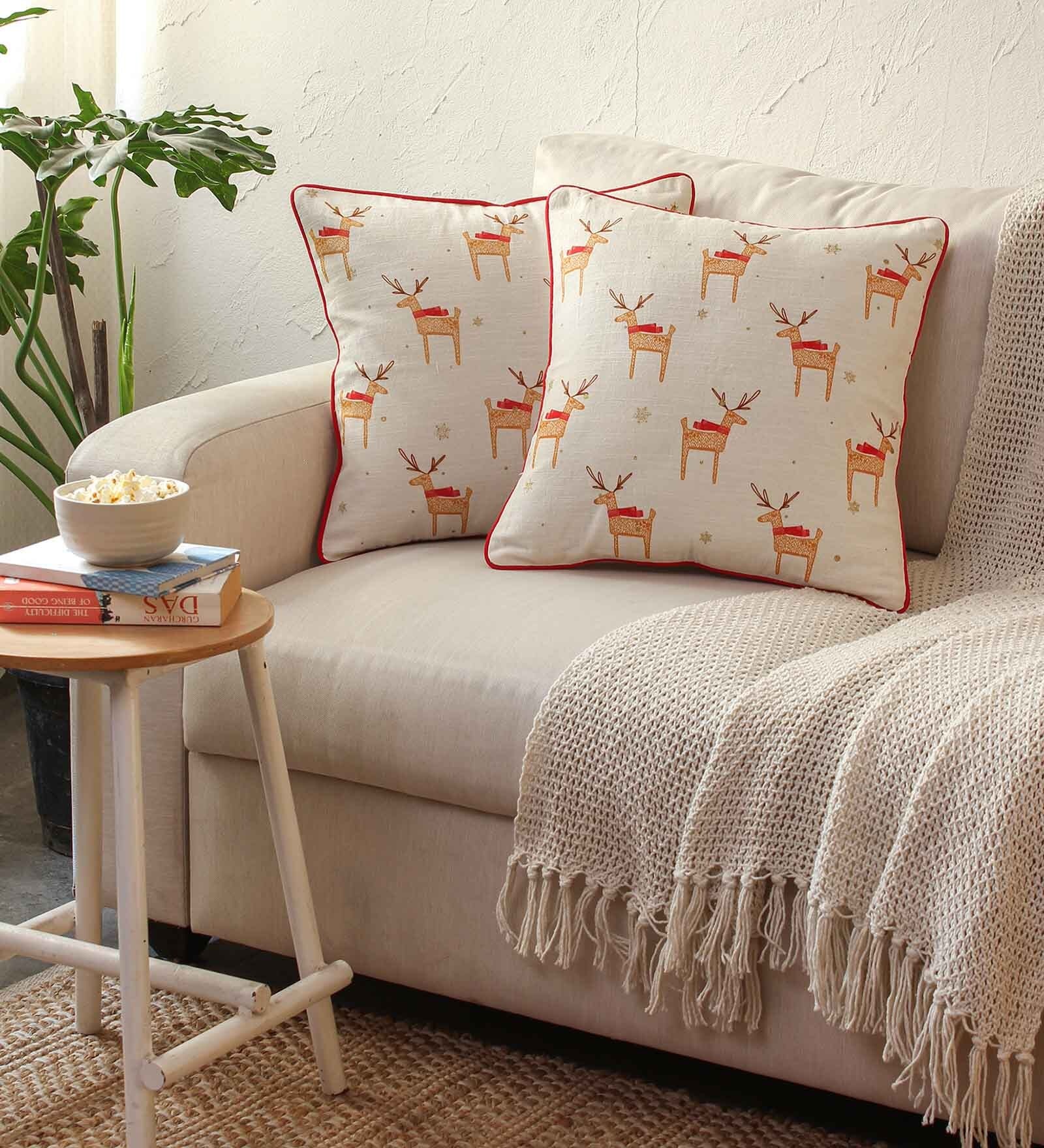 Multicolor Cotton Traditional 16x16 inches Cushion Covers (Pack of 2)