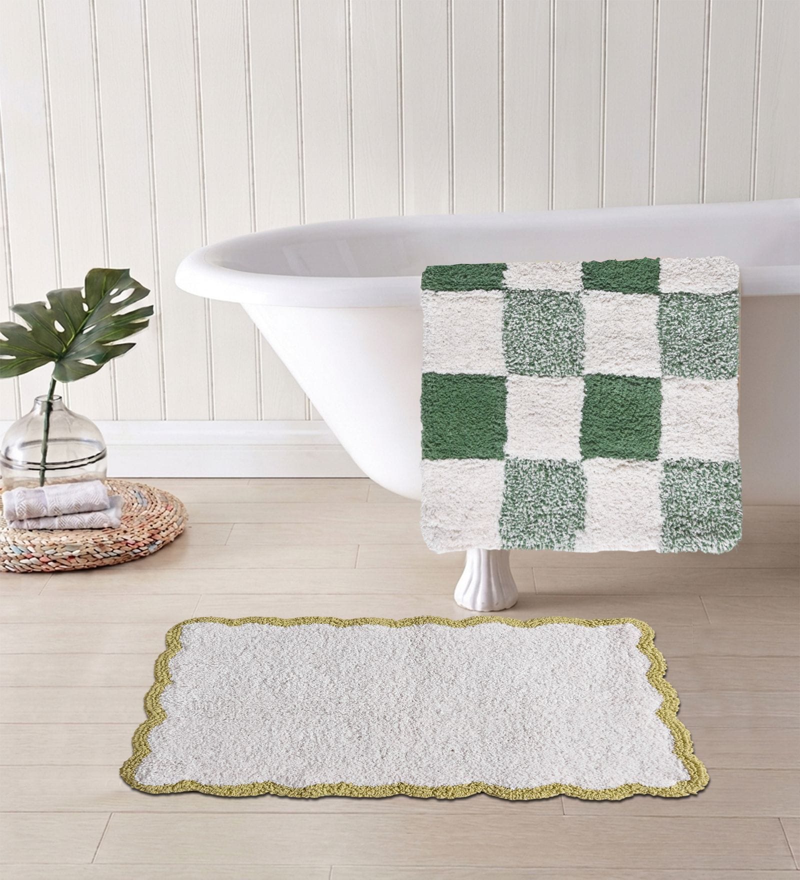 Multicolor Cotton 16X24 Inches Anti-Skid Bath Mat Set Of 2