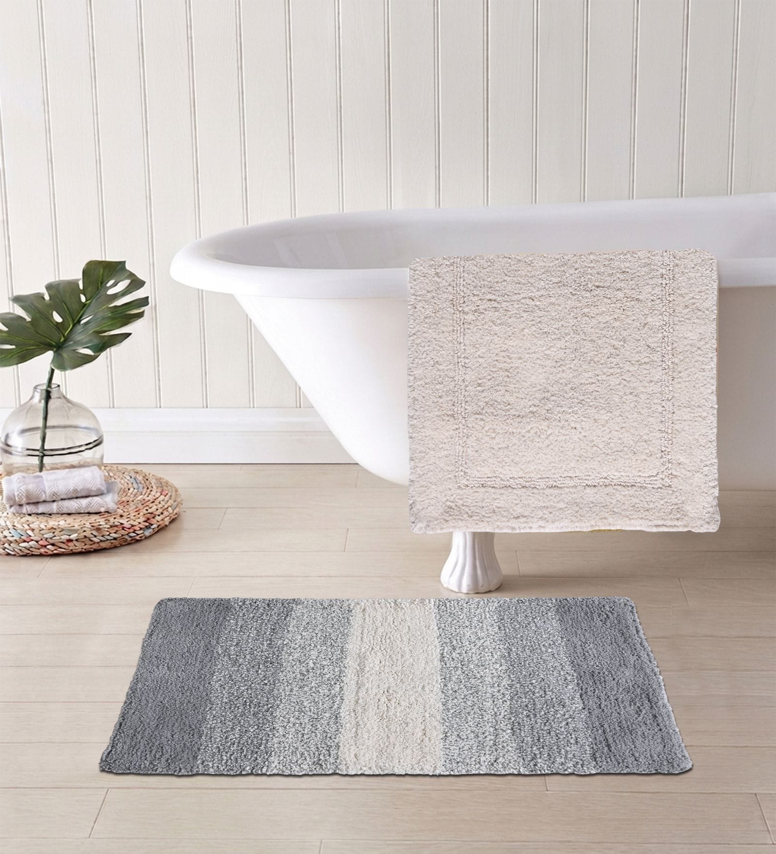 Multicolor Cotton 16X24 Inches Anti-Skid Bath Mat Set Of 2