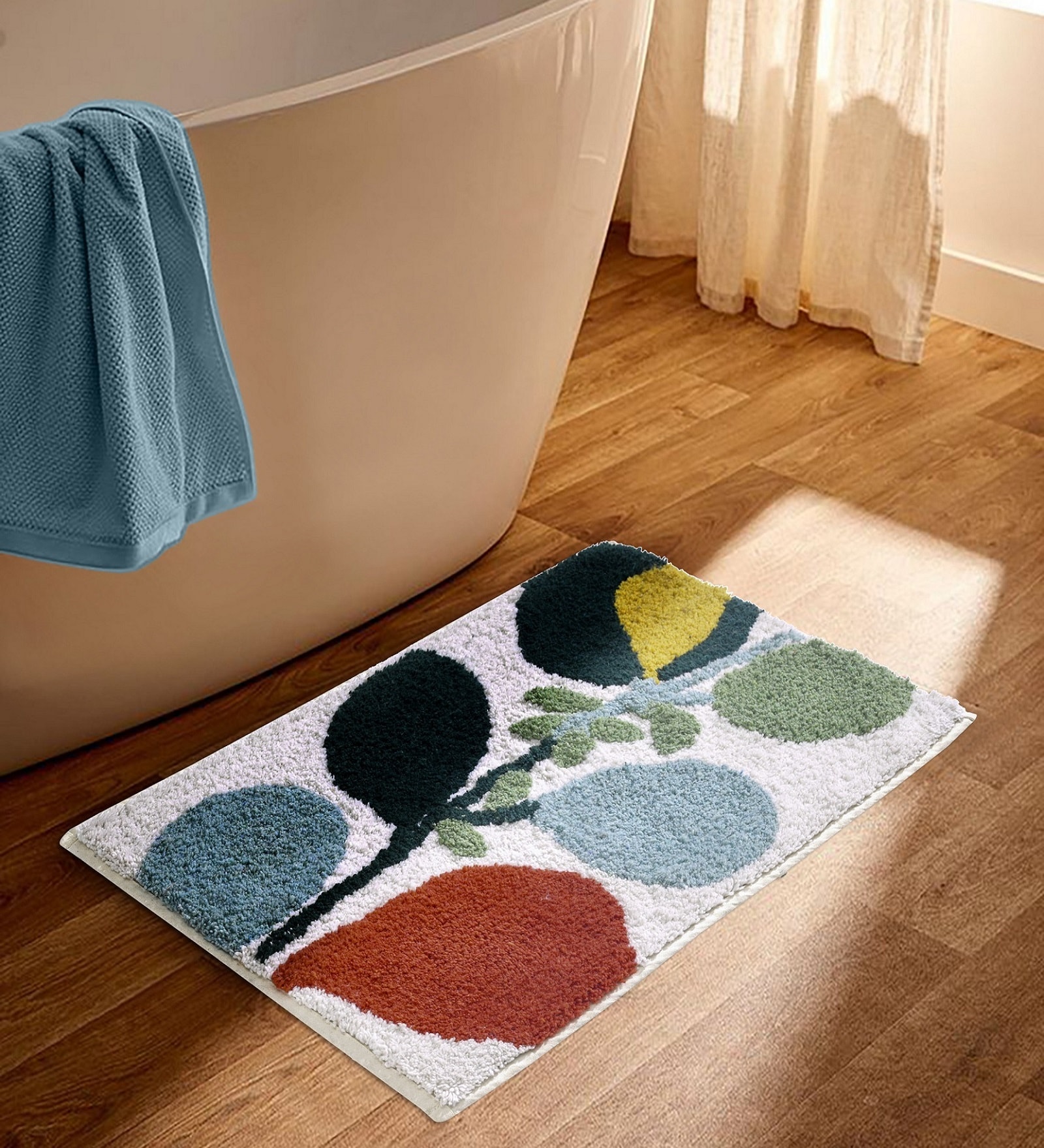 White Cotton 16X24 Inches Anti-Skid Bath Mat