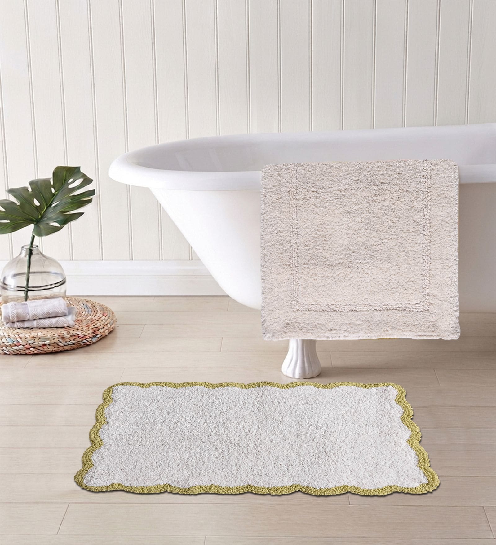 Multicolor Cotton 16X24 Inches Anti-Skid Bath Mat Set Of 2