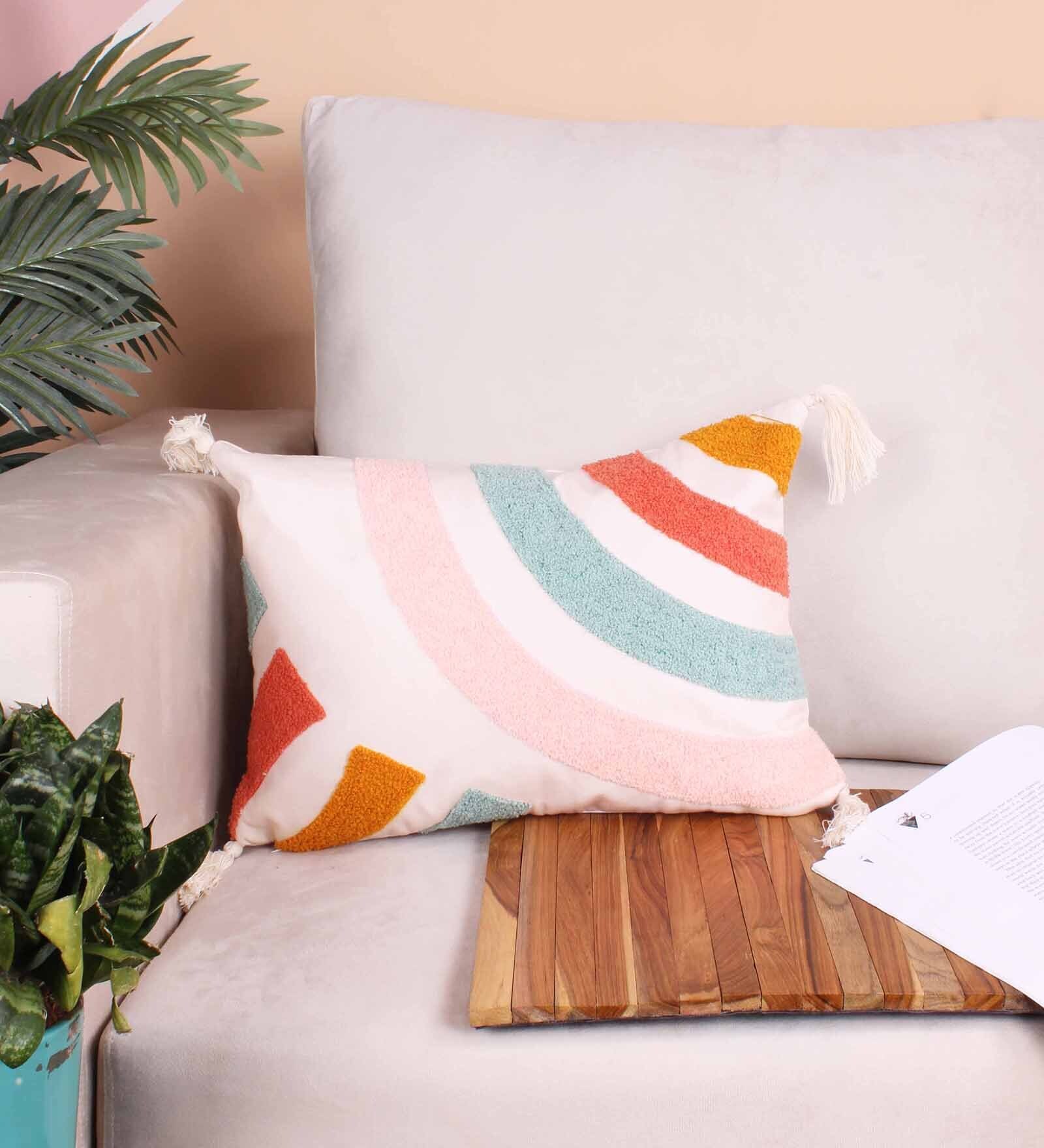 Multicolor Cotton Abstract 18x12 inches Cushion Covers (1Pc)