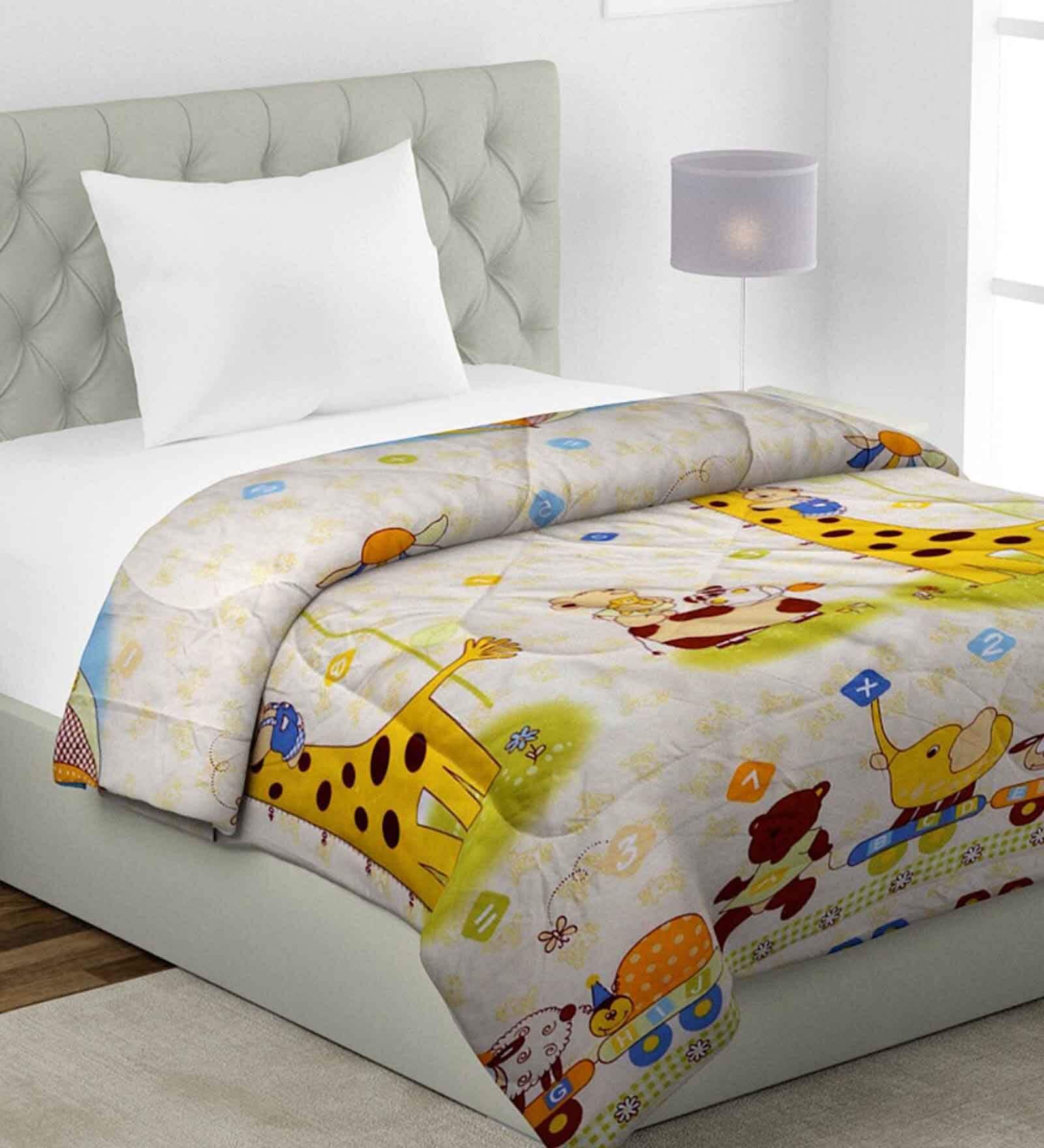 Multicolor Animal Theme Cotton 210 Reversible Single Bed Comforter