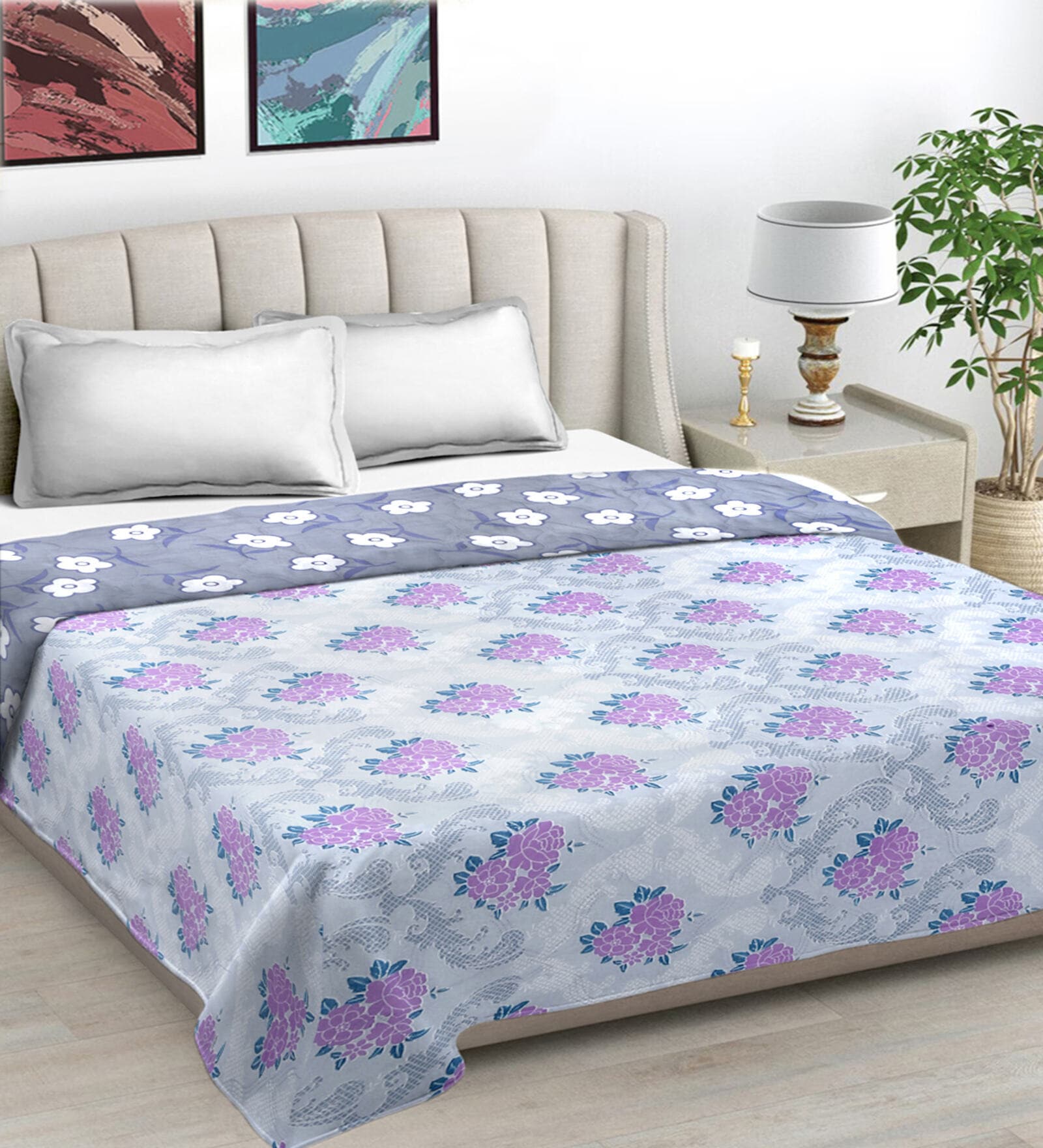 Multicolor Cotton Blend Floral 350 GSM Double Bed Comforter