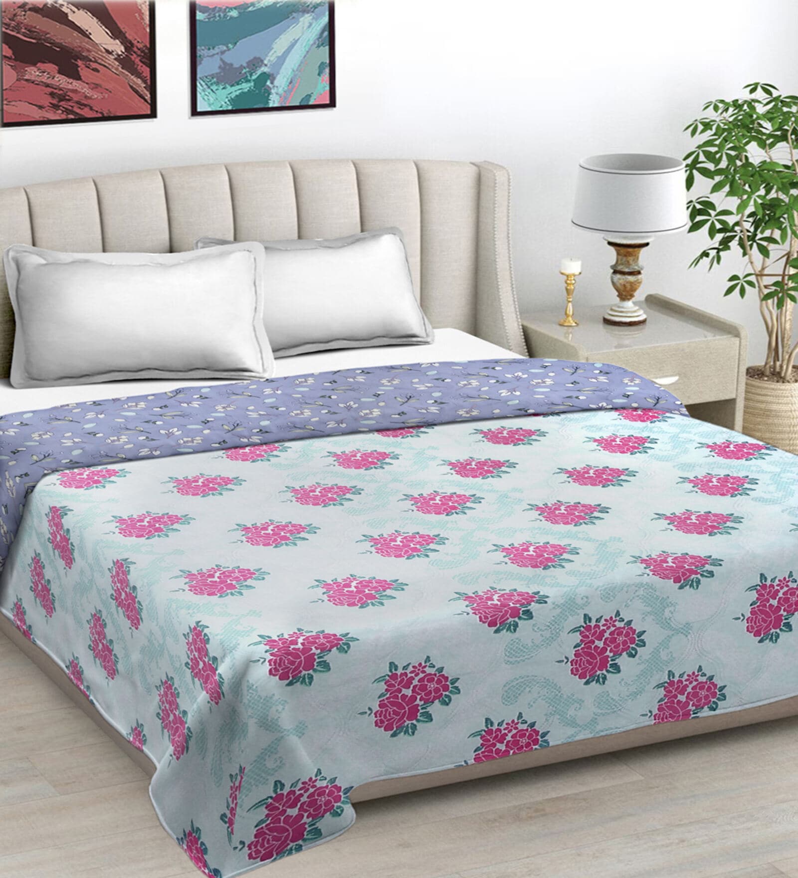 Multicolor Cotton Blend Floral 350 GSM Double Bed Comforter