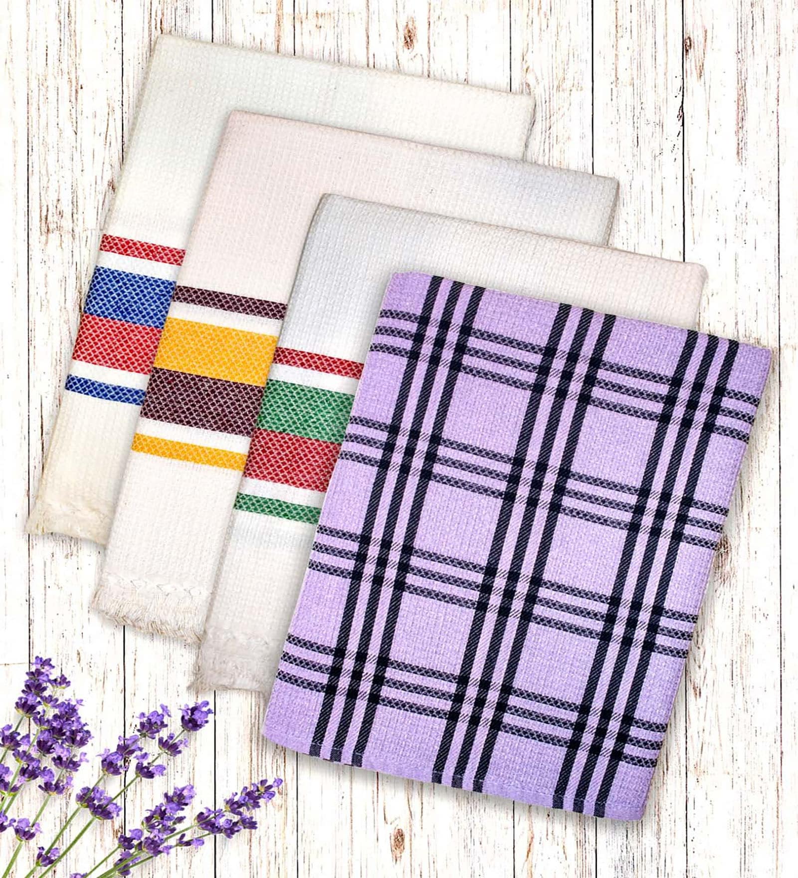 Multicolor Cotton Checkered 215 GSM Bath Towels Pack of 4