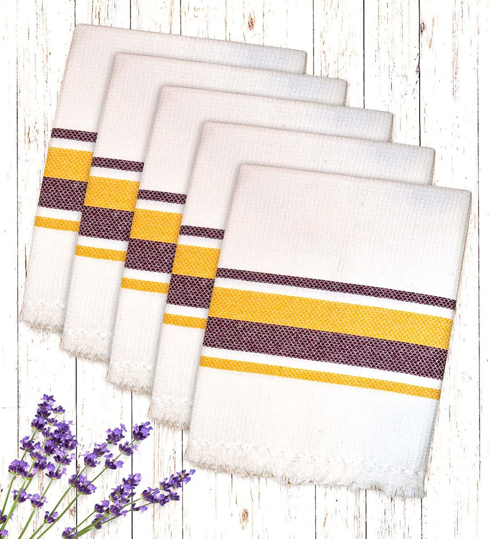 Multicolor Cotton Checkered 215 GSM Bath Towels Pack of 5