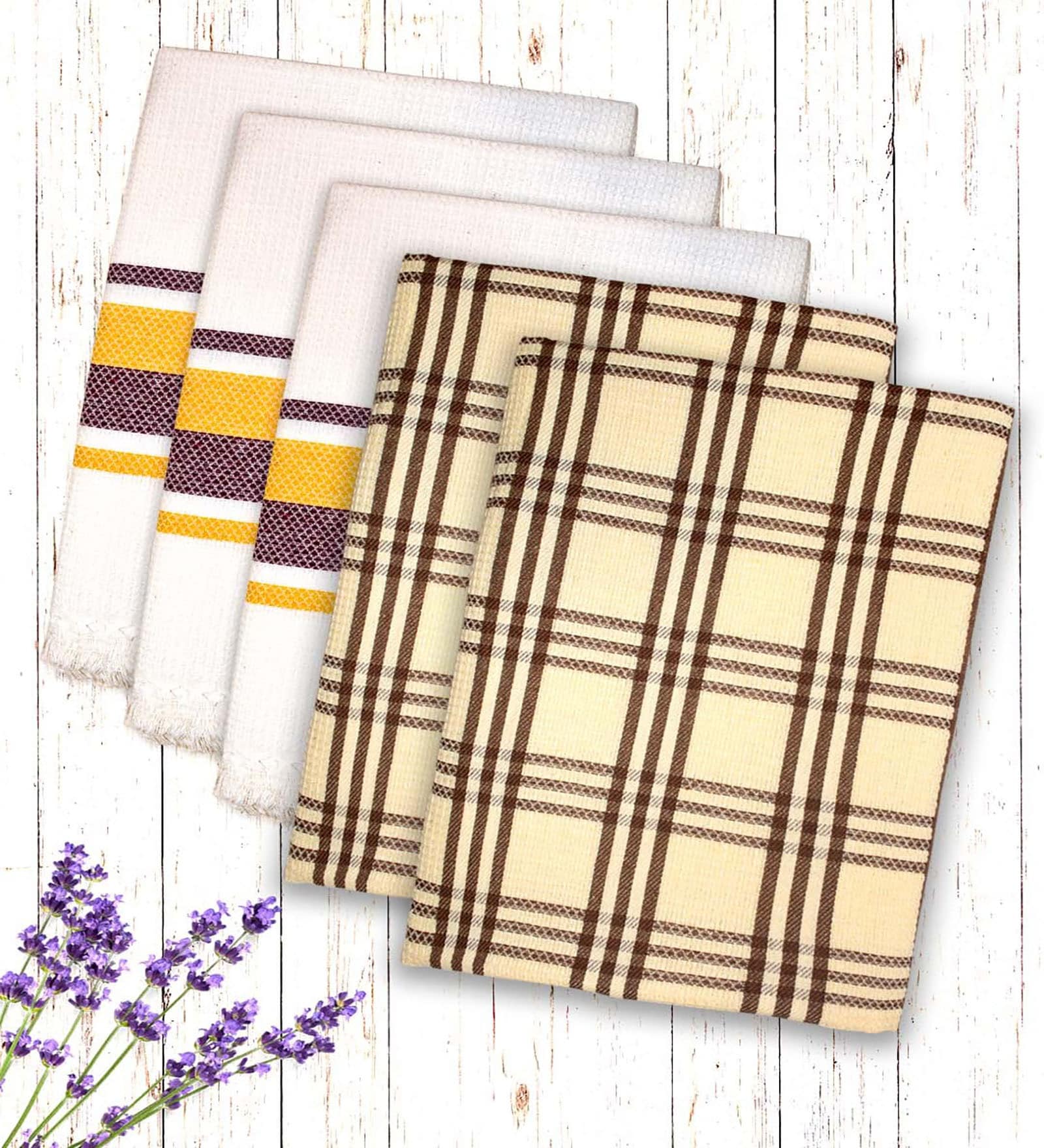 Multicolor Cotton Checkered 215 GSM Bath Towels Pack of 5