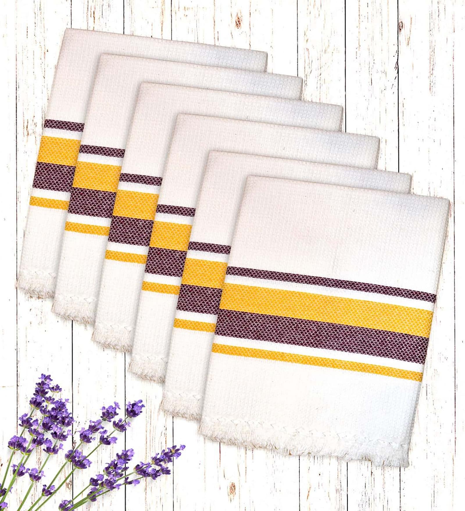 Multicolor Cotton Checkered 215 GSM Bath Towels Pack of 6