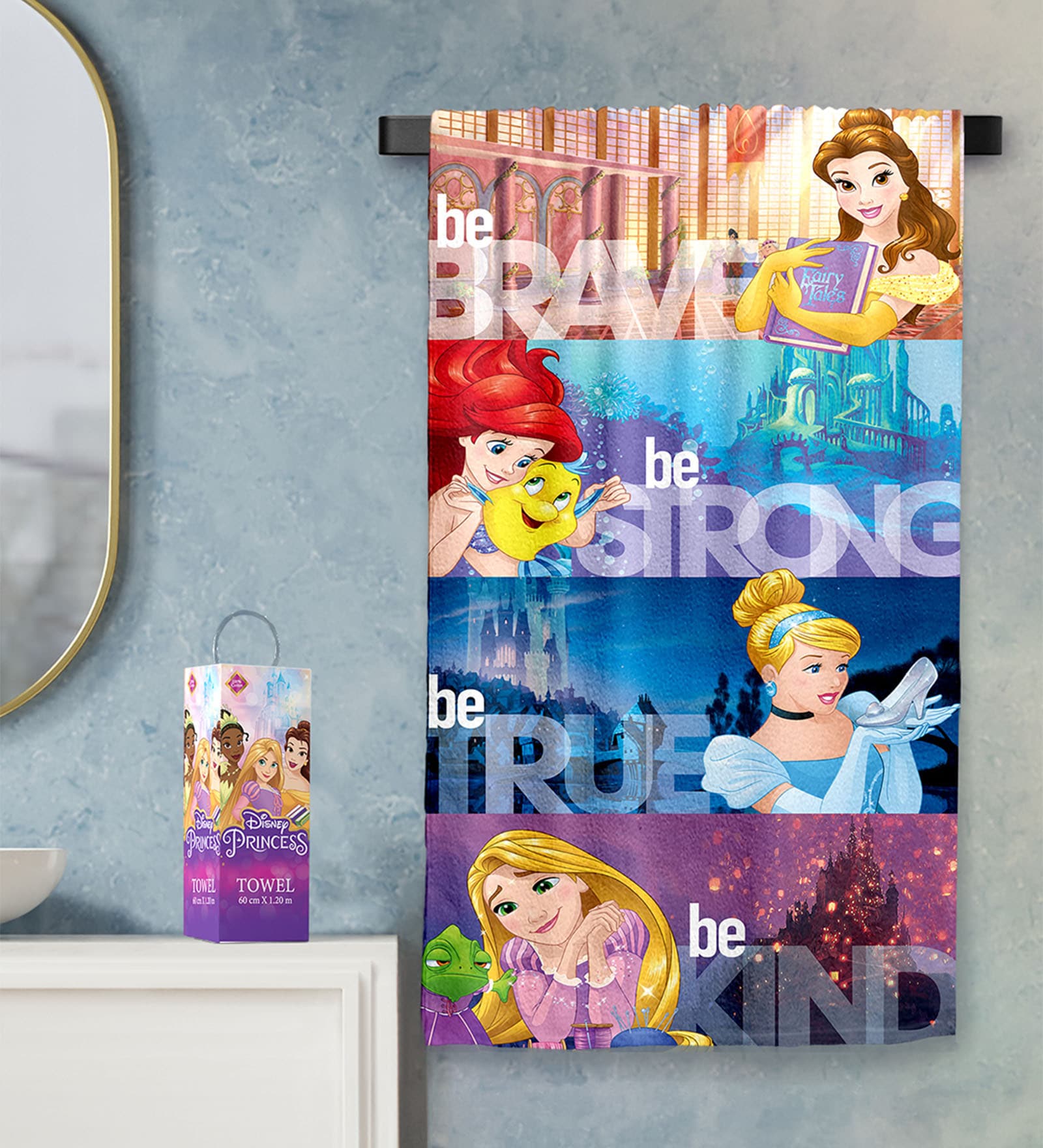 Multicolor Cotton Disney Princess 400 GSM Bath Towel (1Pc)
