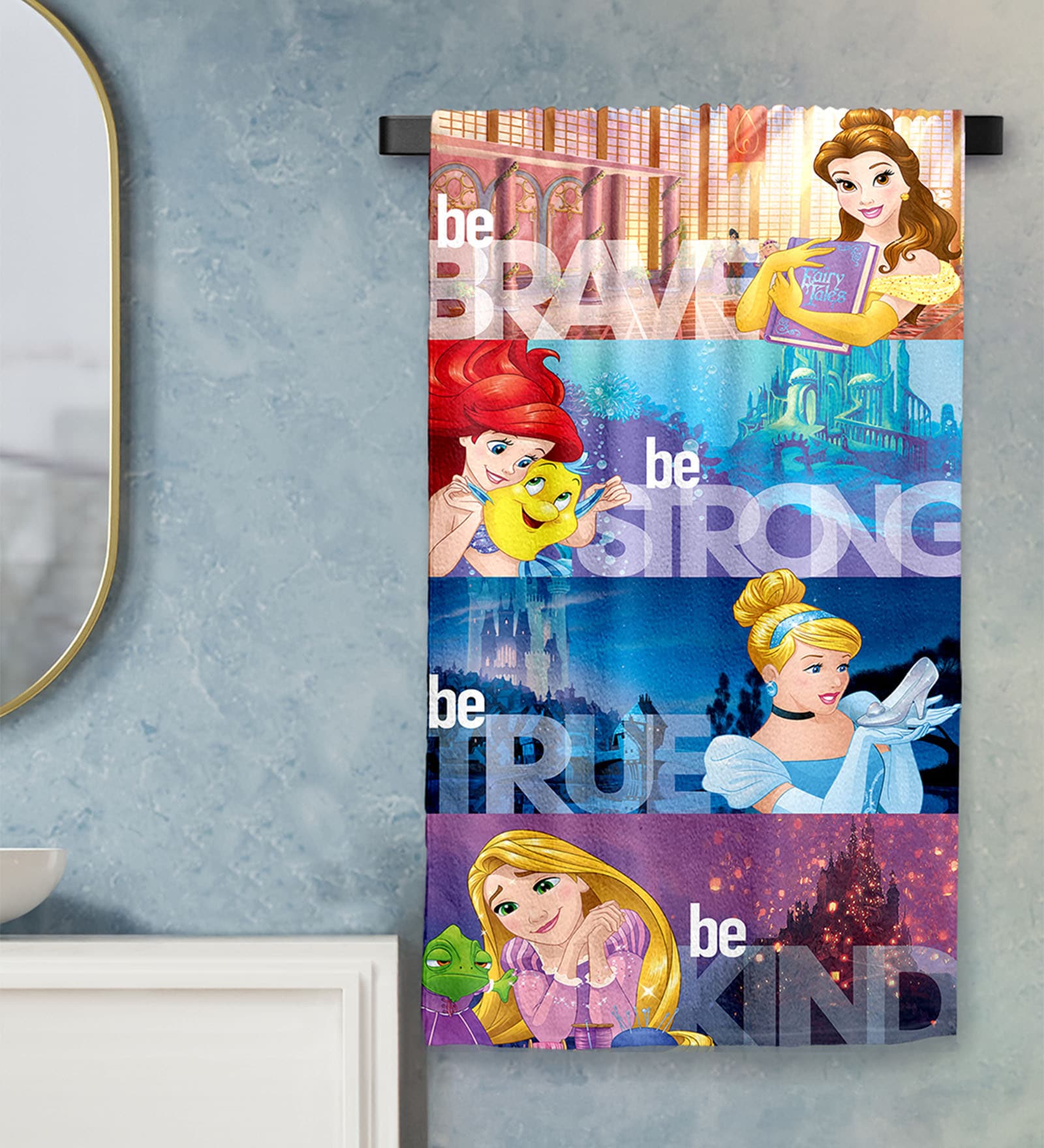 Multicolor Cotton Disney Princess 400 GSM Bath Towel (1Pc)