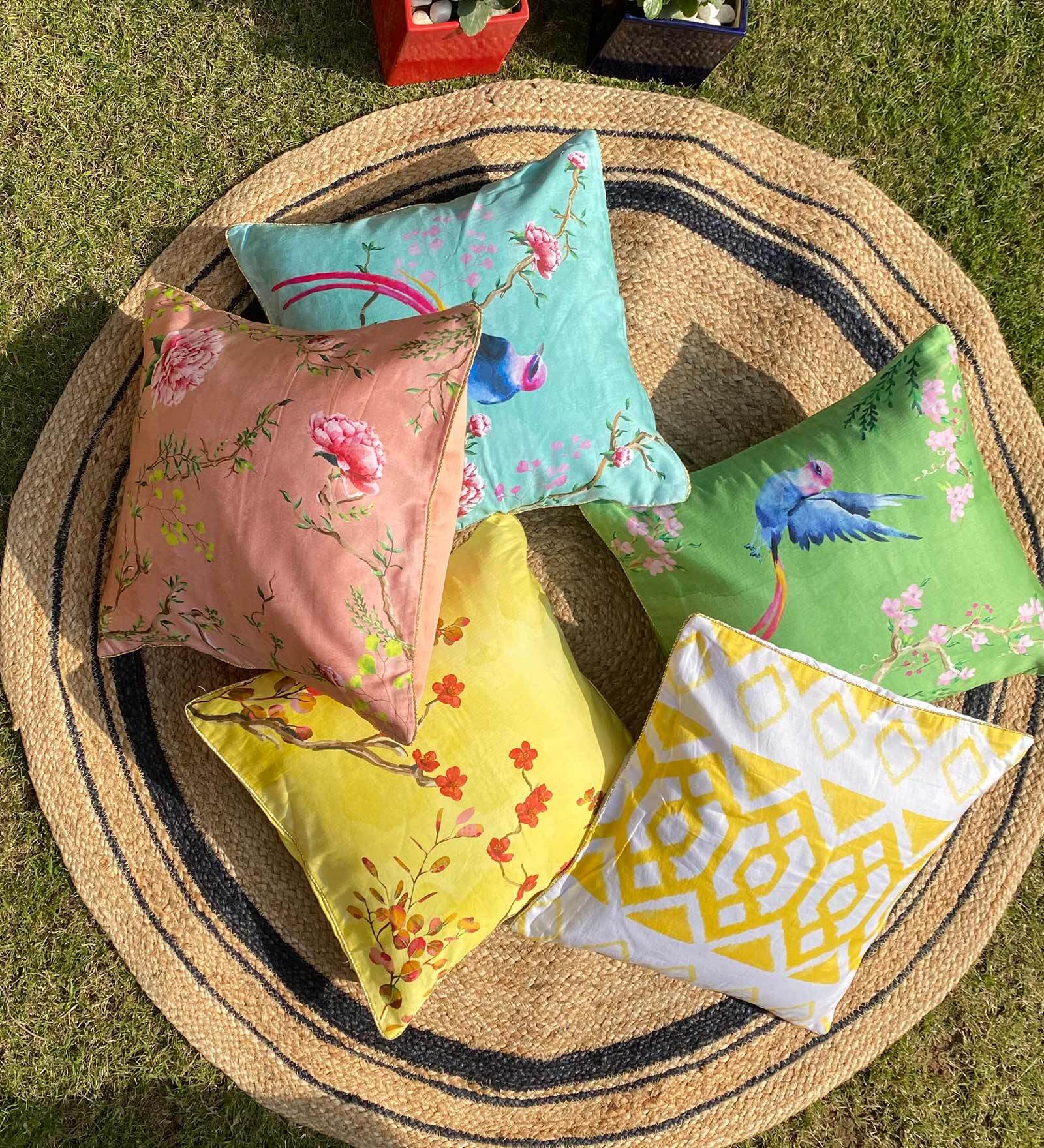 Buy Multicolor Floral Cotton 16 x 16 Inches Cushion Covers (Set of 5