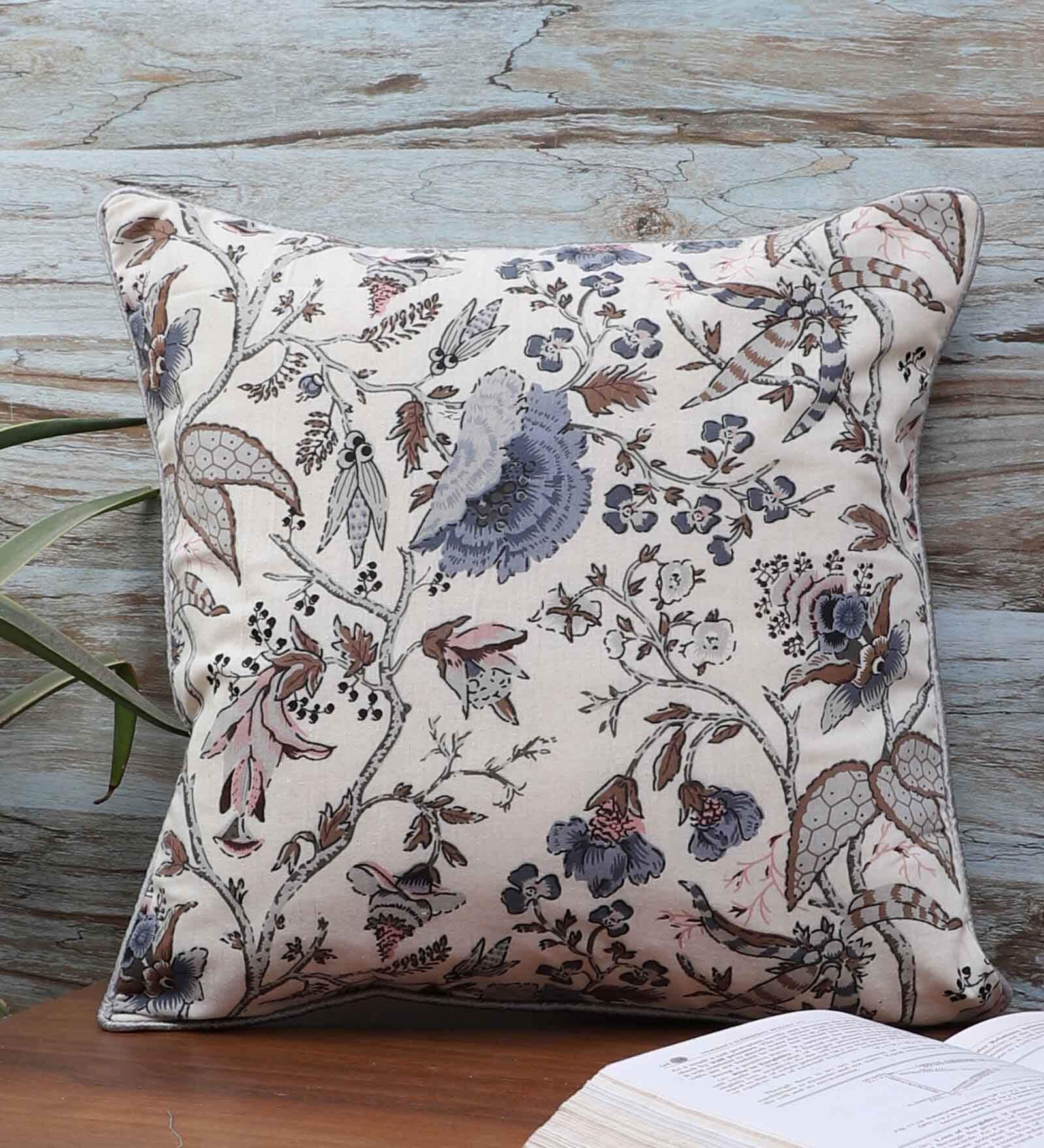 Multicolor Cotton Floral 16x16 inches Cushion Covers (1Pc)