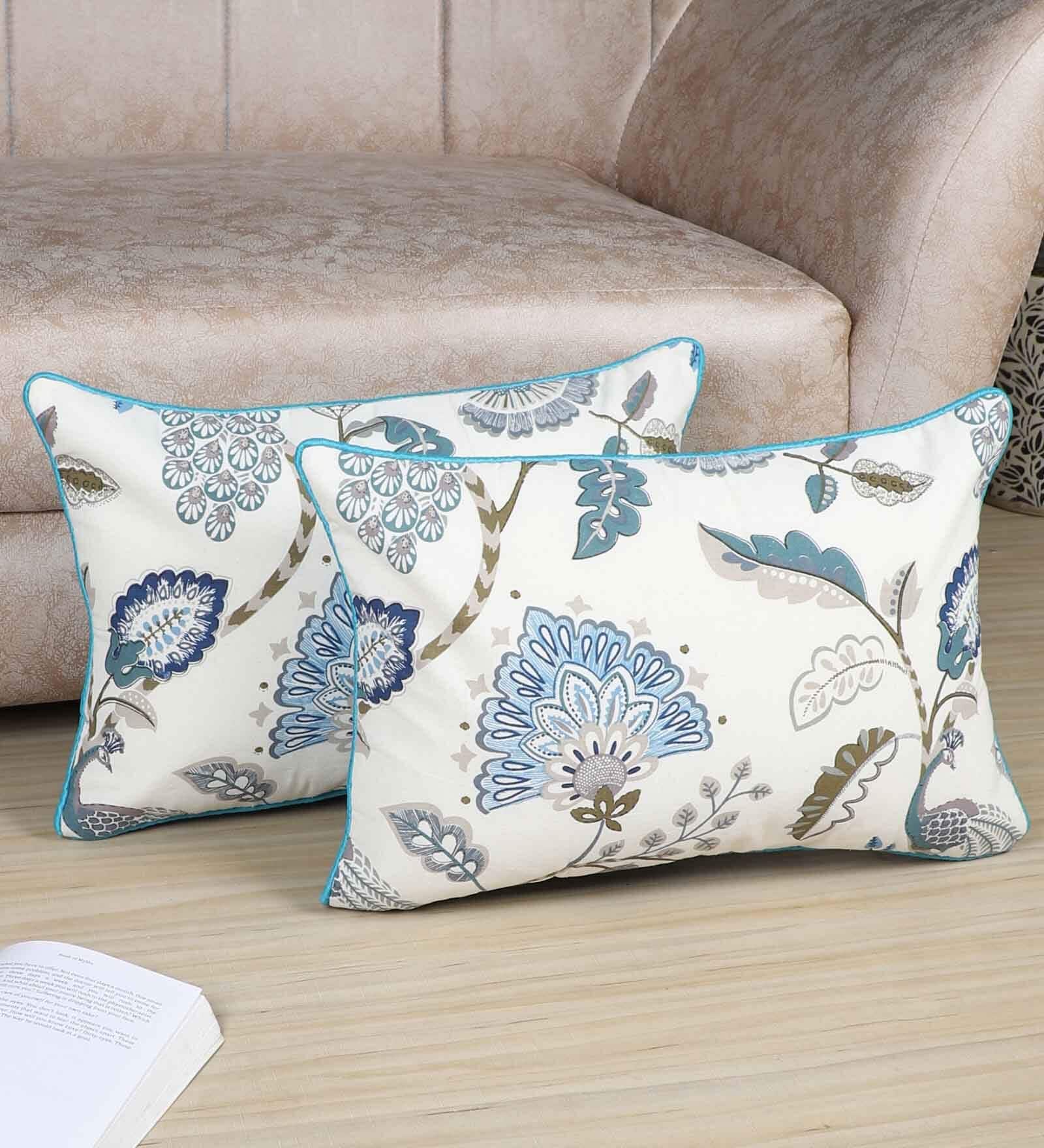 Multicolor Cotton Floral 18x12 inches Cushion Covers (Pack of 2)