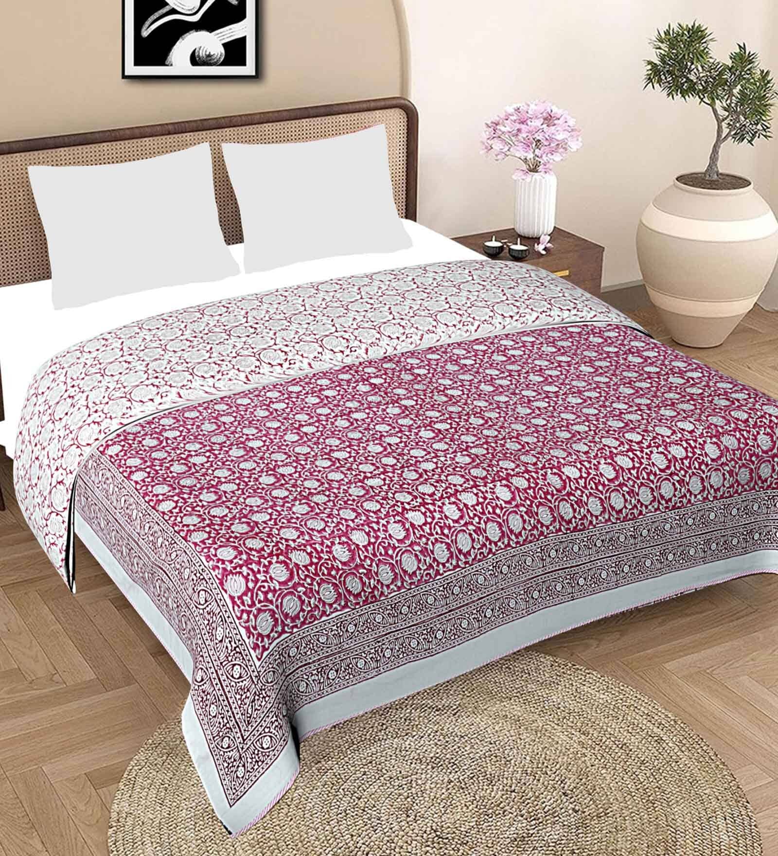 Maroon Cotton Floral 250 GSM Double Dohar