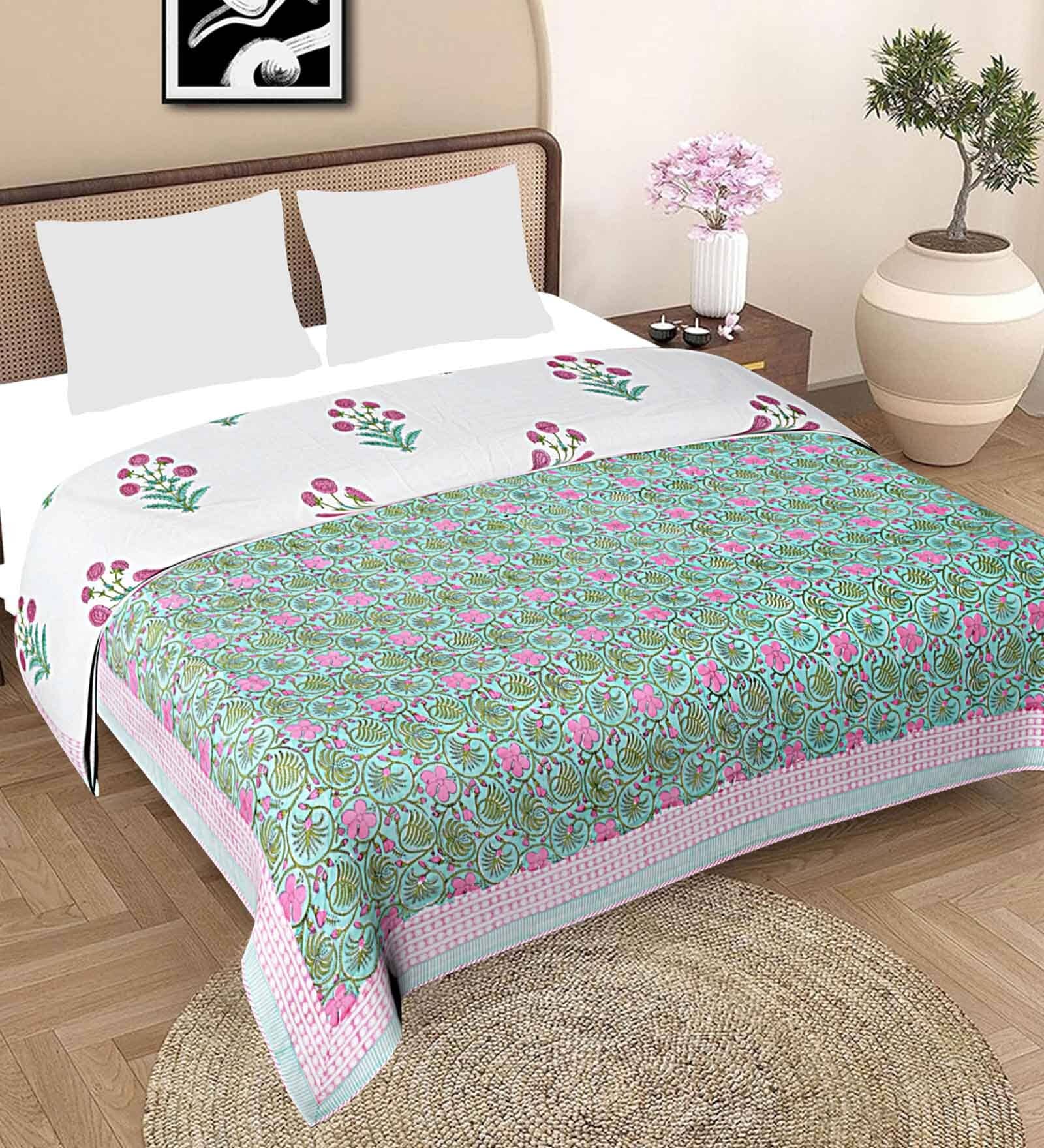 Green Cotton Floral 250 GSM Double Doha