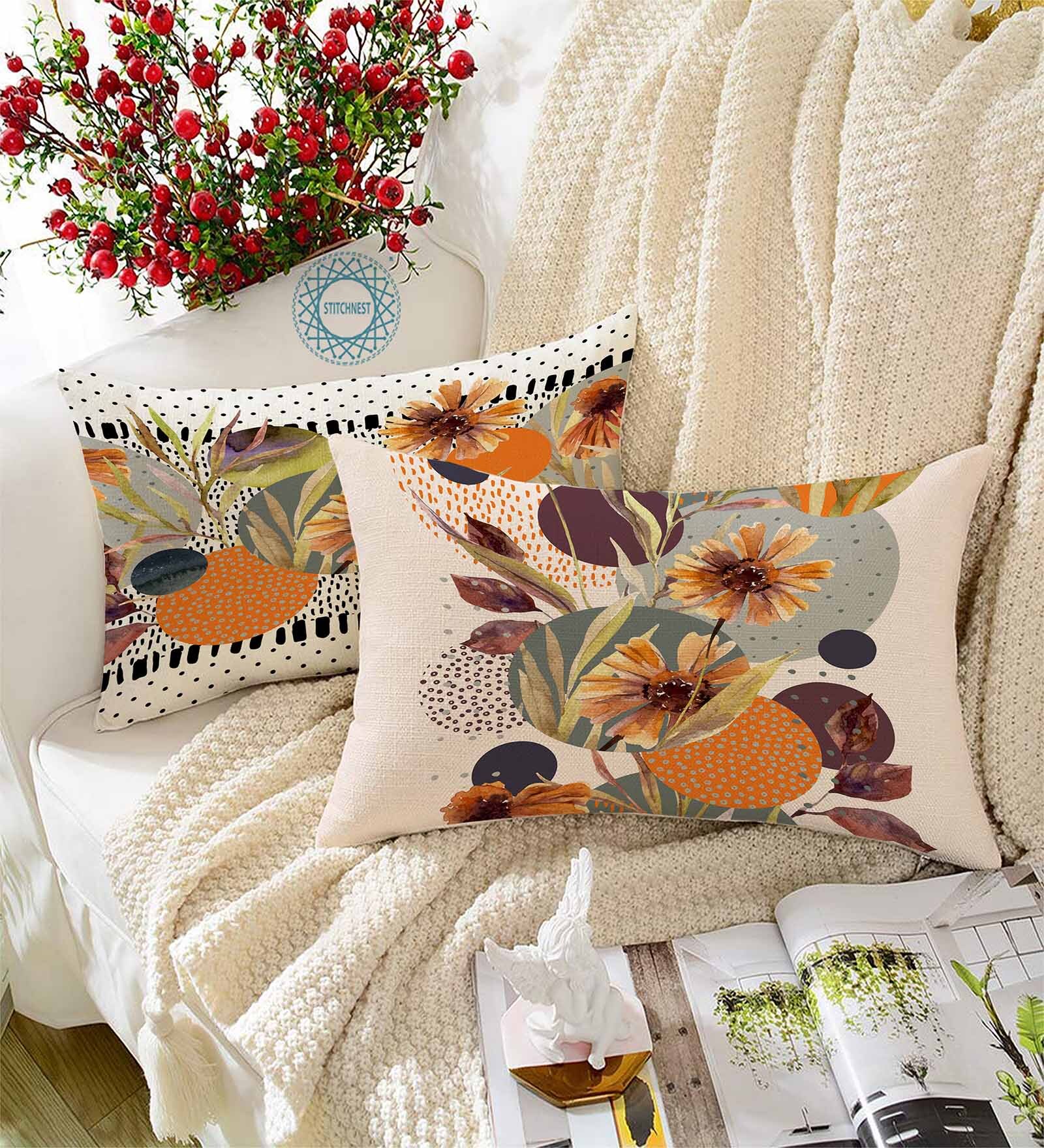 Multicolor Cotton Florals 18x12 inches Cushion Covers (Pack of 2)