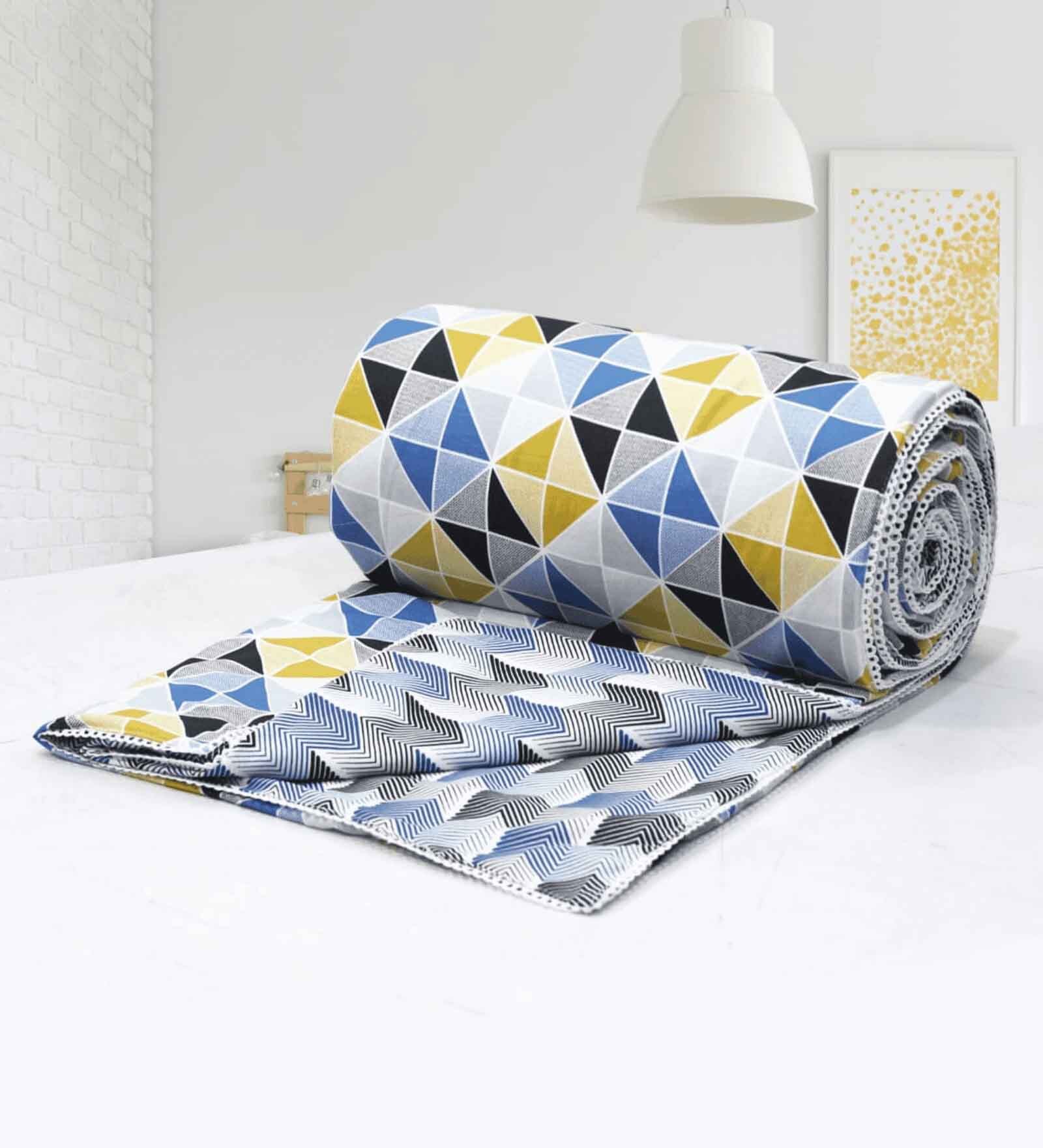 Multicolor Cotton Geometrical 144 TC  Double Bed Dohar