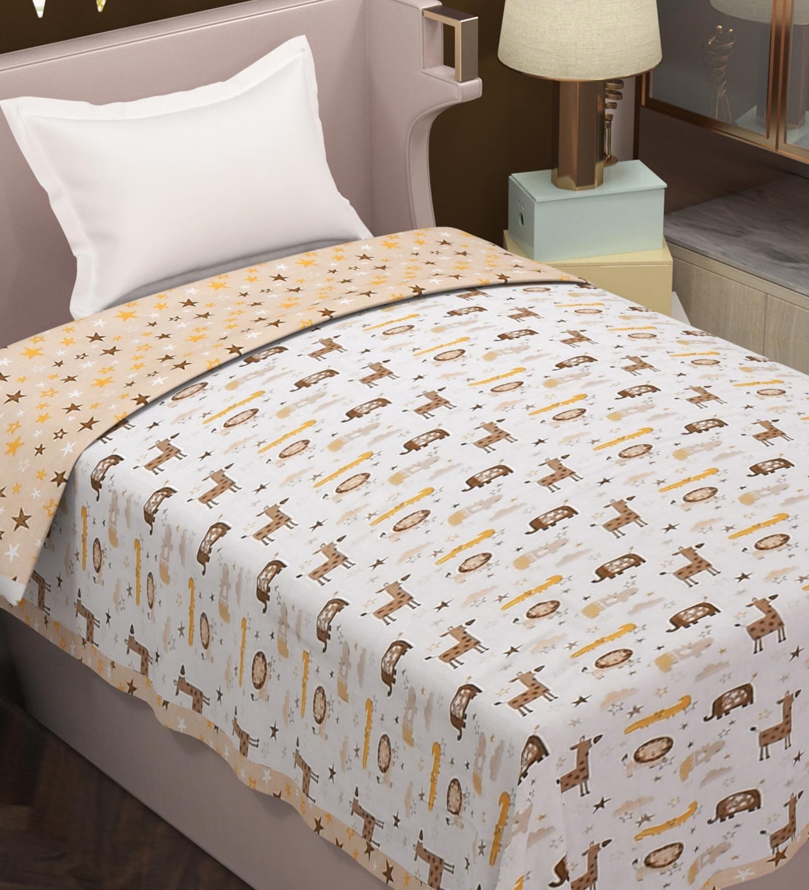 Multicolor Abstract Cotton 80 GSM Single Bed Reversible Dohar
