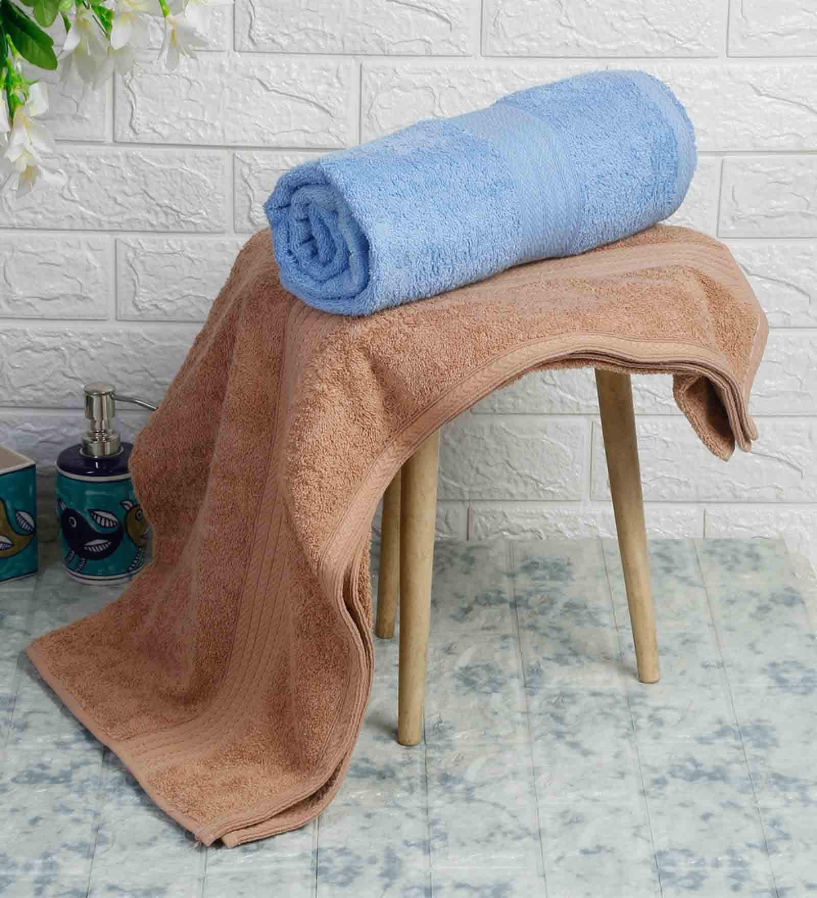 Buy Multicolor Solid 450 GSM Cotton Bath Towels (Set of 2) by Naksh at ...