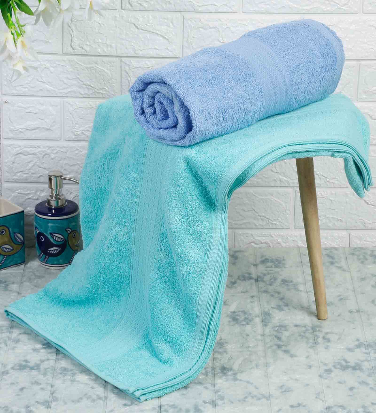 Buy Multicolor Solid 450 GSM Cotton Bath Towels (Set of 2) by Naksh at