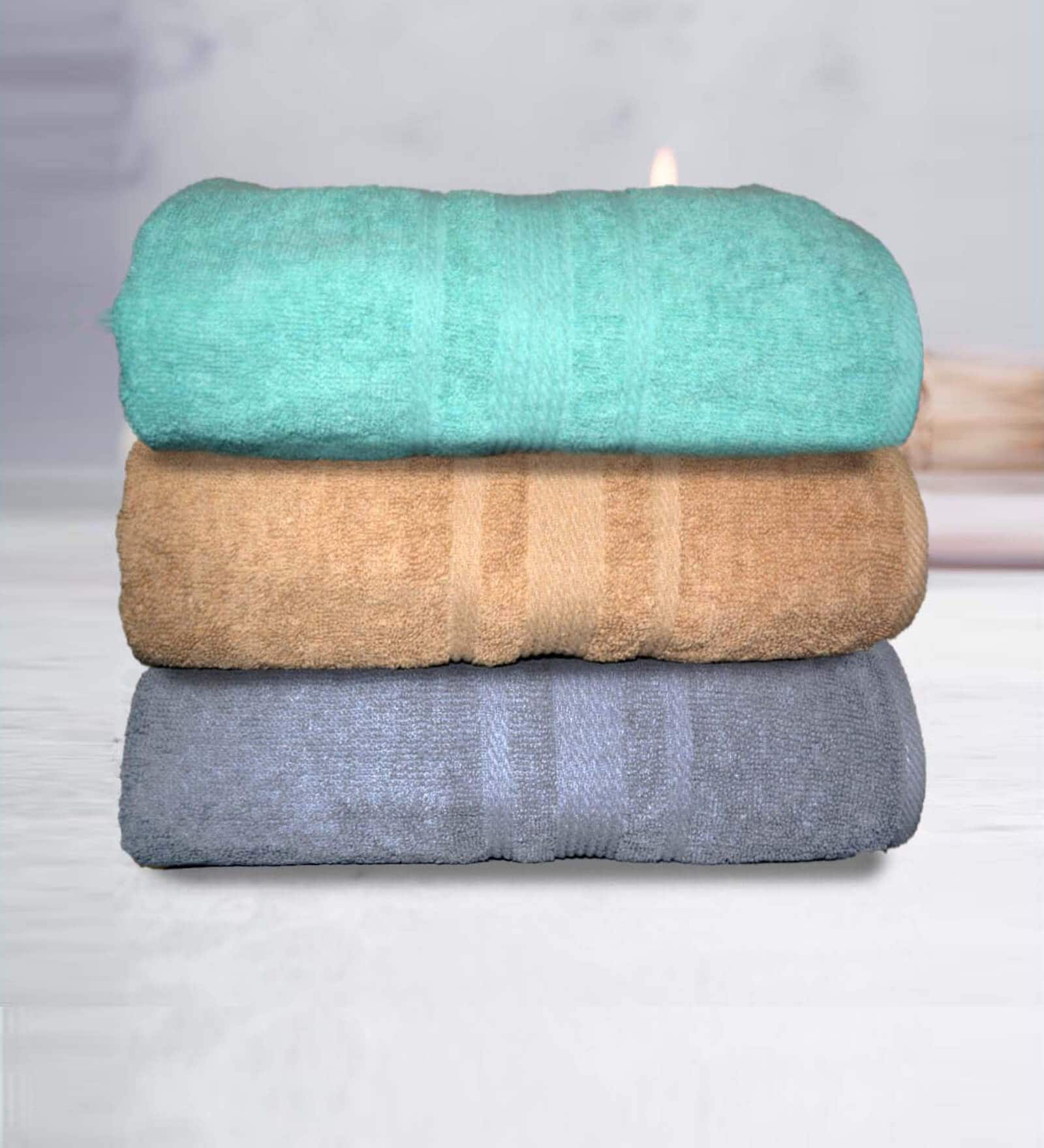 Multicolor Cotton Solid 500 GSM Bath Towels (Set of 3)