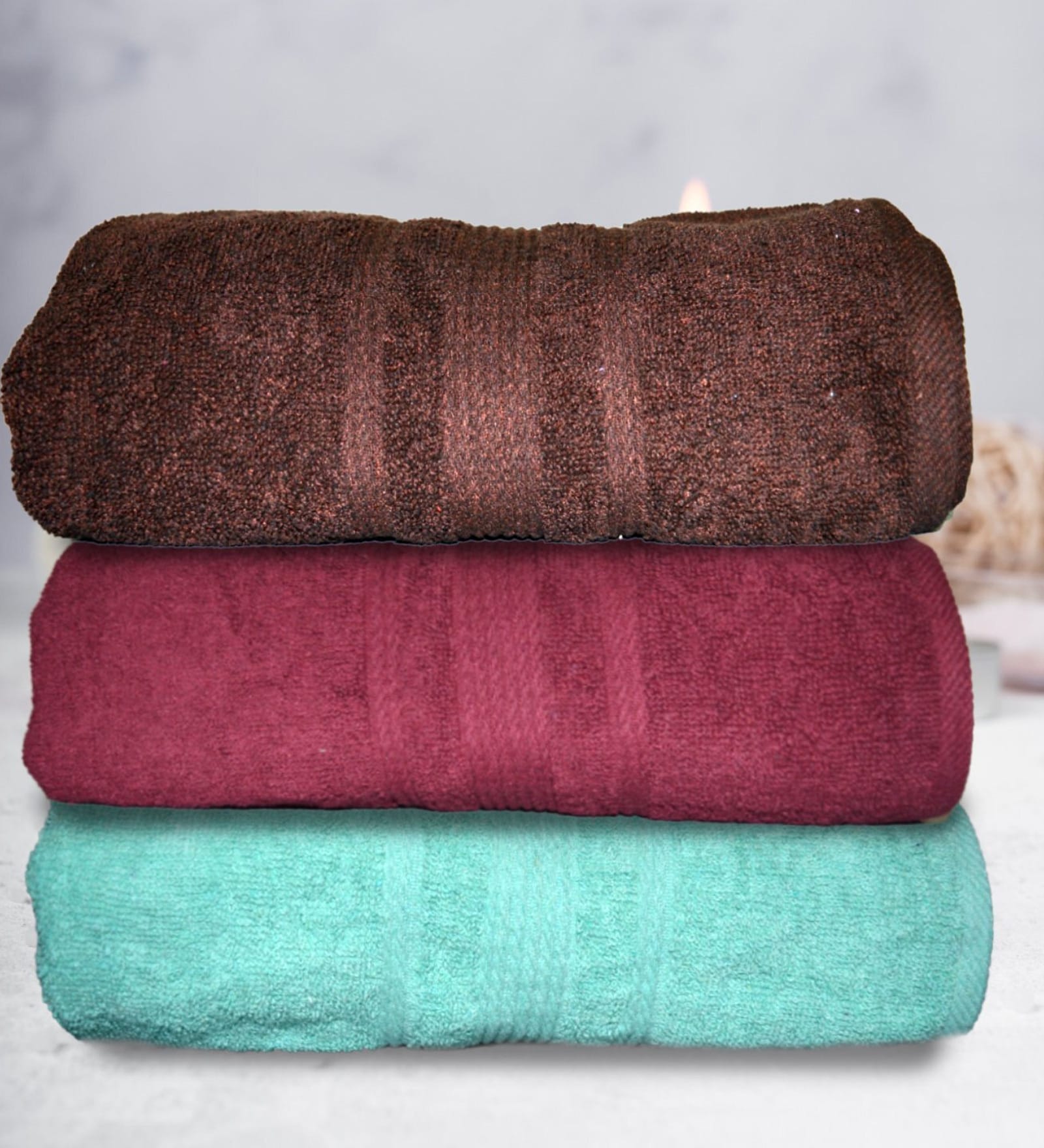 Multicolor Cotton Solid 500 GSM Bath Towels (Set of 3)