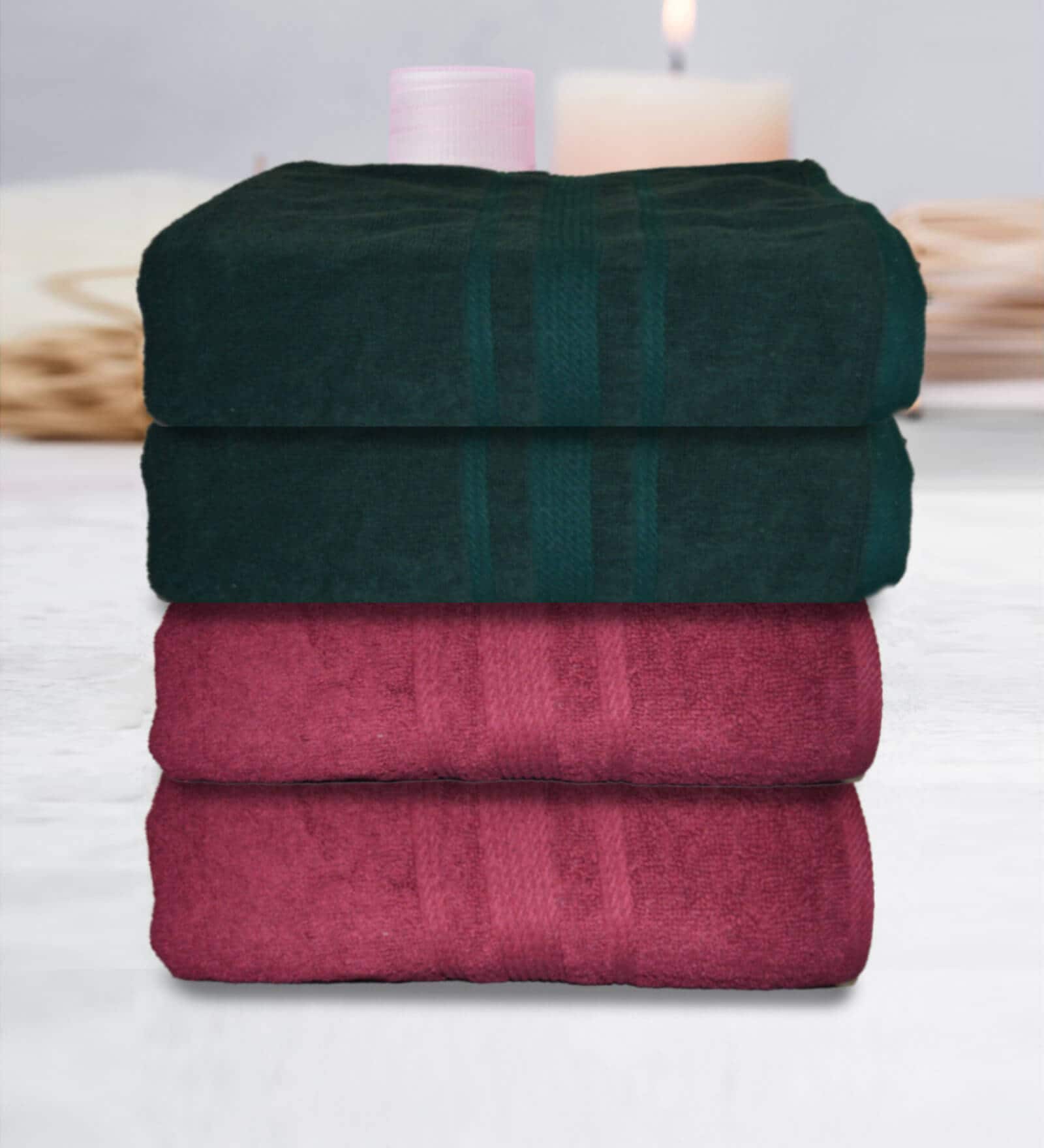 Multicolor Cotton Solid 500 GSM Bath Towels (Set of 4)