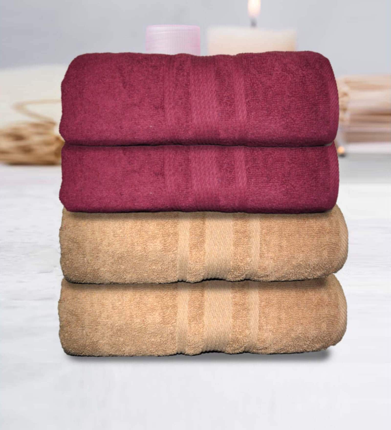 Multicolor Cotton Solid 500 GSM Bath Towels (Set of 4)