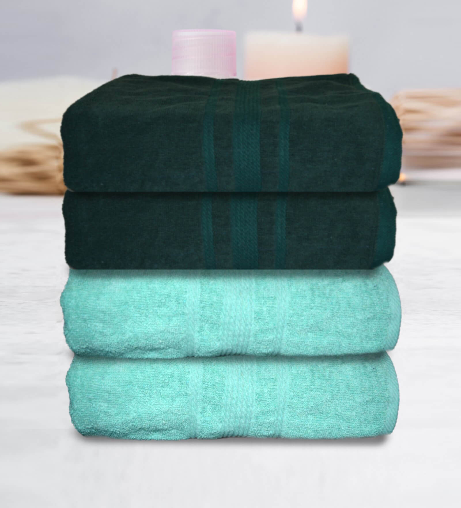 Multicolor Cotton Solid 500 GSM Bath Towels (Set of 4)