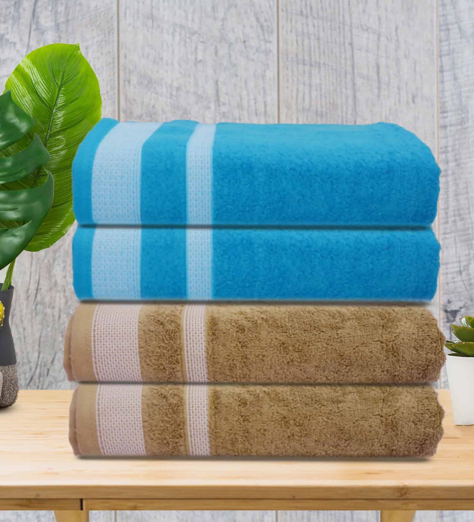Multicolor Cotton Solid 500 GSM Bath Towels (4Pcs)