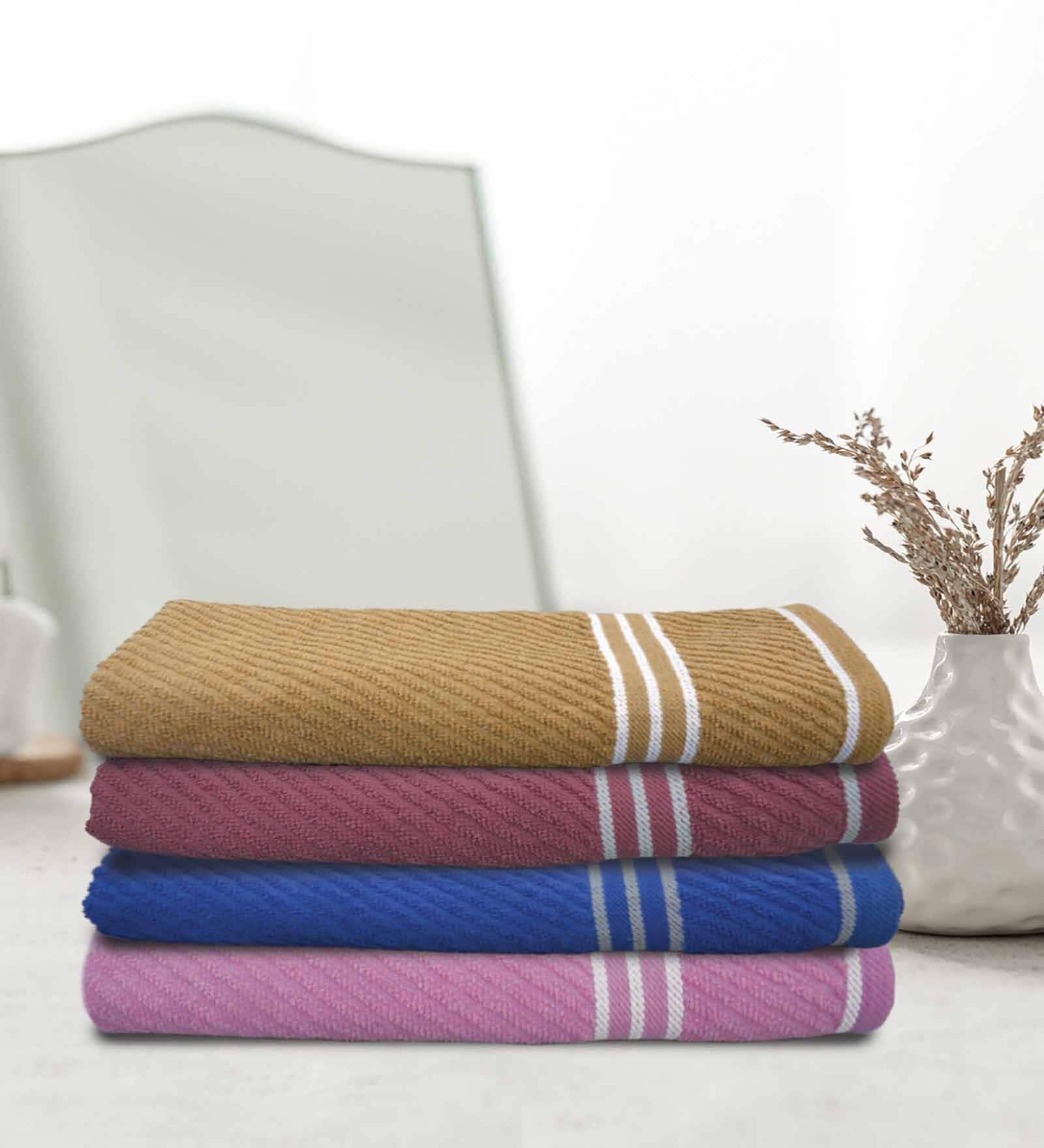 Multicolor Cotton Solid 500 GSM Bath Towels (4Pcs)