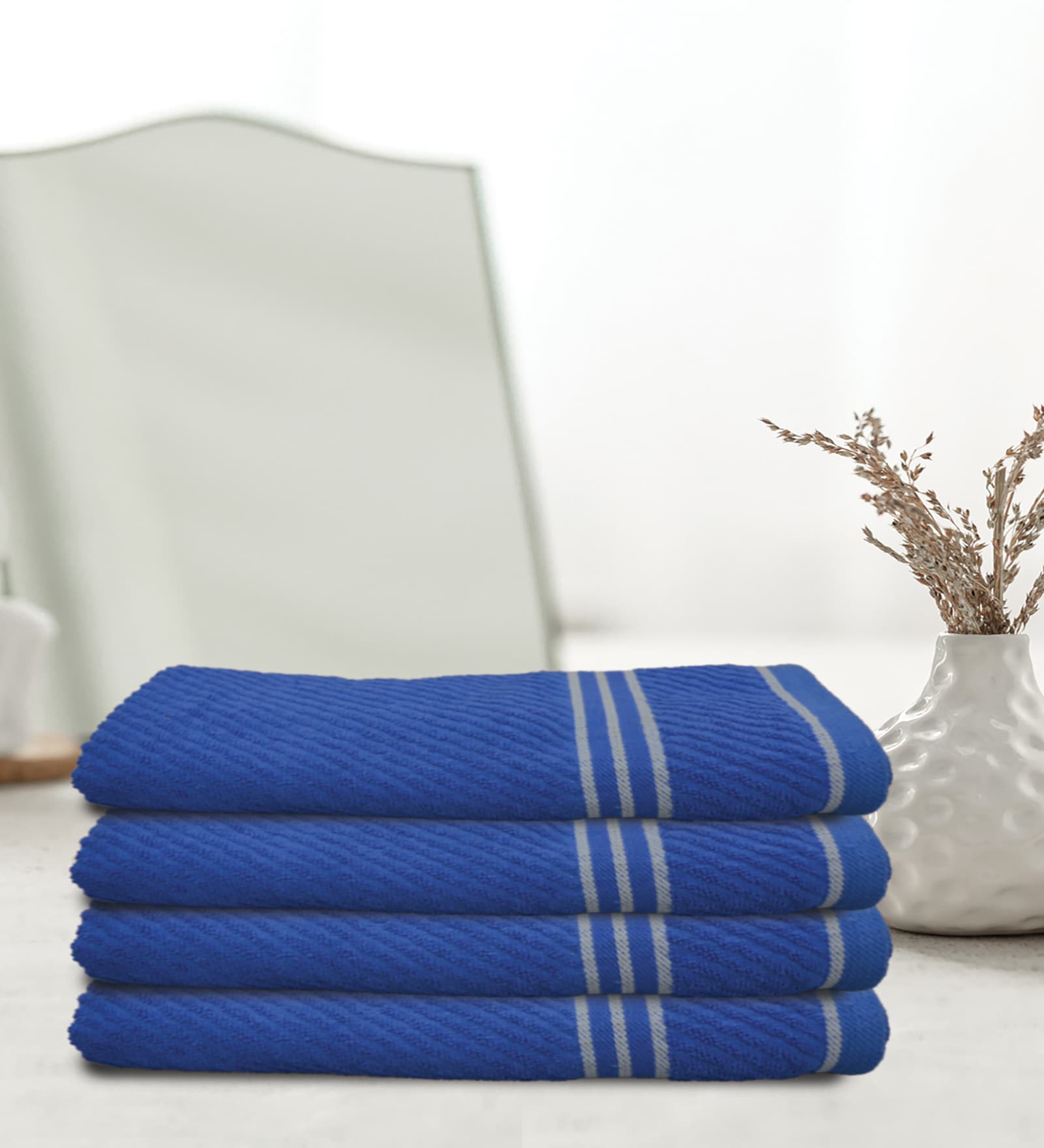 Multicolor Cotton Solid 500 GSM Bath Towels (4Pcs)