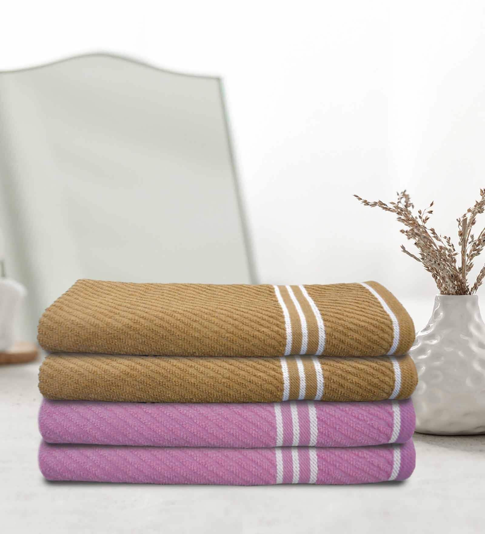 Multicolor Cotton Solid 500 GSM Bath Towels (4Pcs)