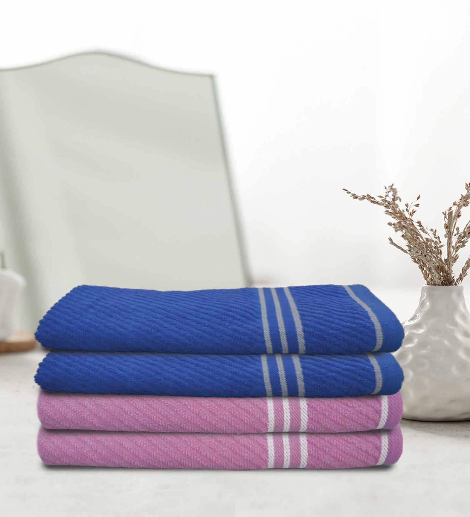 Multicolor Cotton Solid 500 GSM Bath Towels (4Pcs)