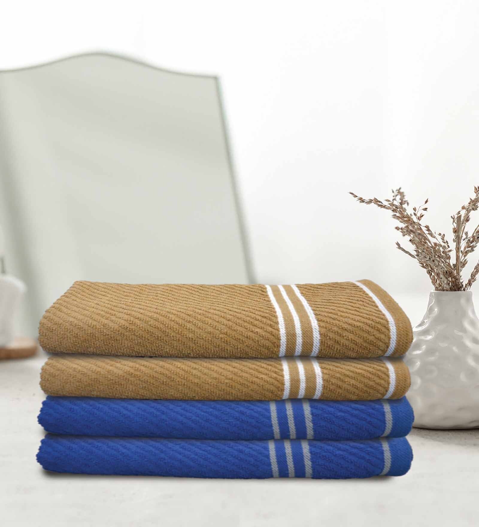 Multicolor Cotton Solid 500 GSM Bath Towels (4Pcs)