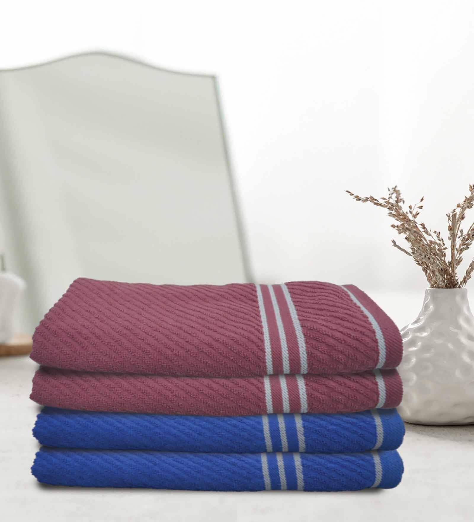 Multicolor Cotton Solid 500 GSM Bath Towels (4Pcs)