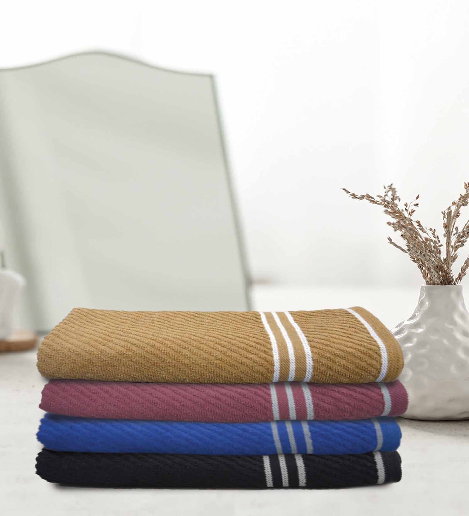Multicolor Cotton Solid 500 GSM Bath Towels (4Pcs)