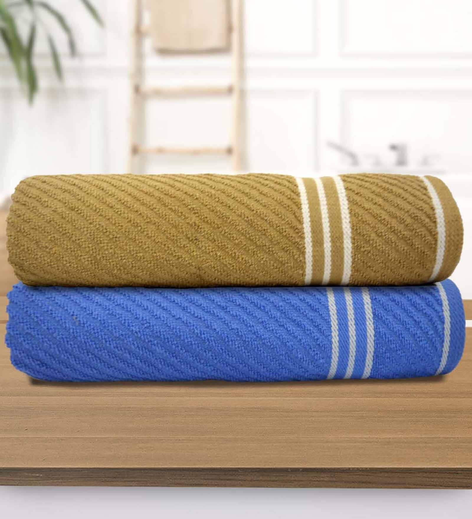 Multicolor Cotton Solid 500 GSM Bath Towels (Pack of 2)