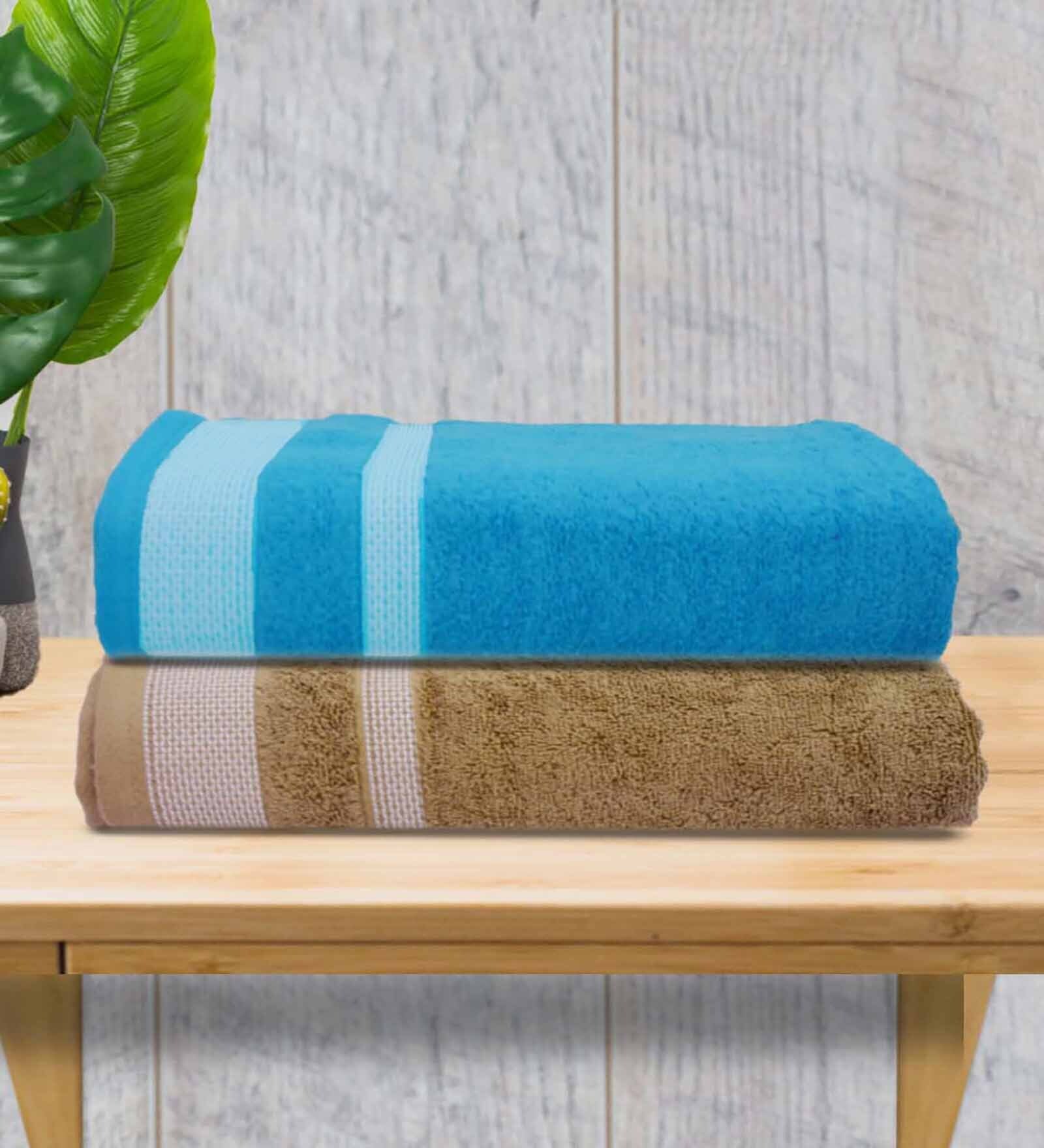 Multicolor Cotton Solid 500 GSM Bath Towels (Pack of 2)