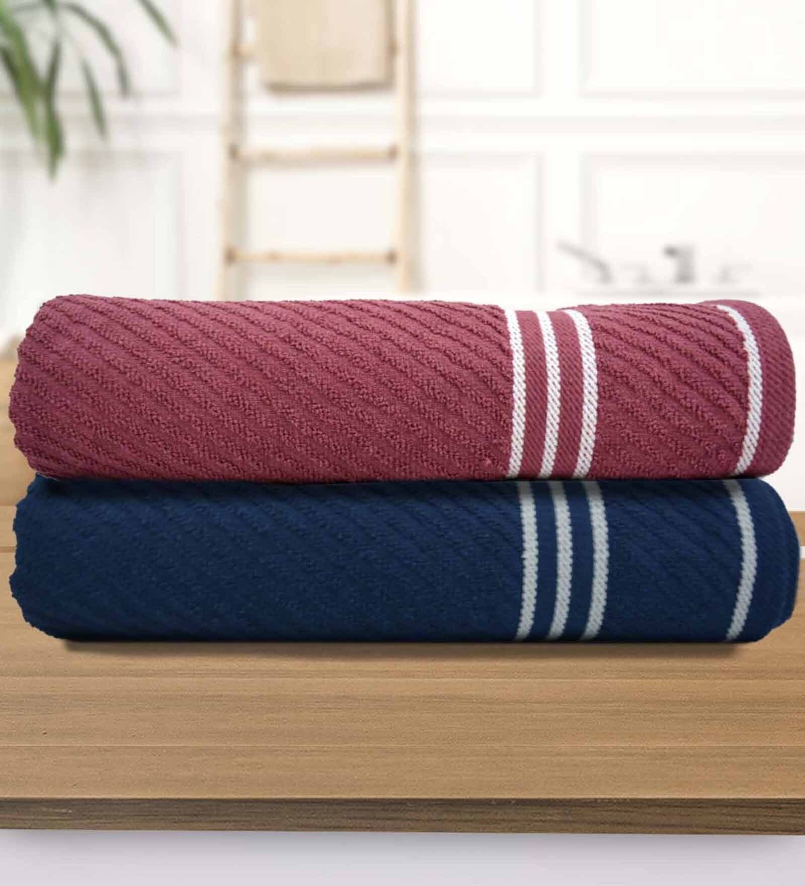 Multicolor Cotton Solid 500 GSM Bath Towels (Pack of 2)