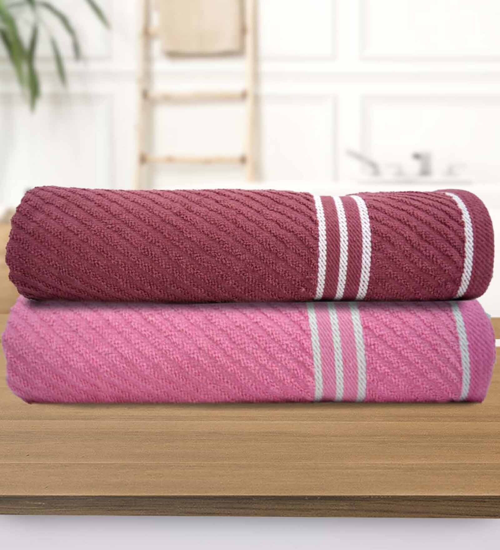 Multicolor Cotton Solid 500 GSM Bath Towels (Pack of 2)