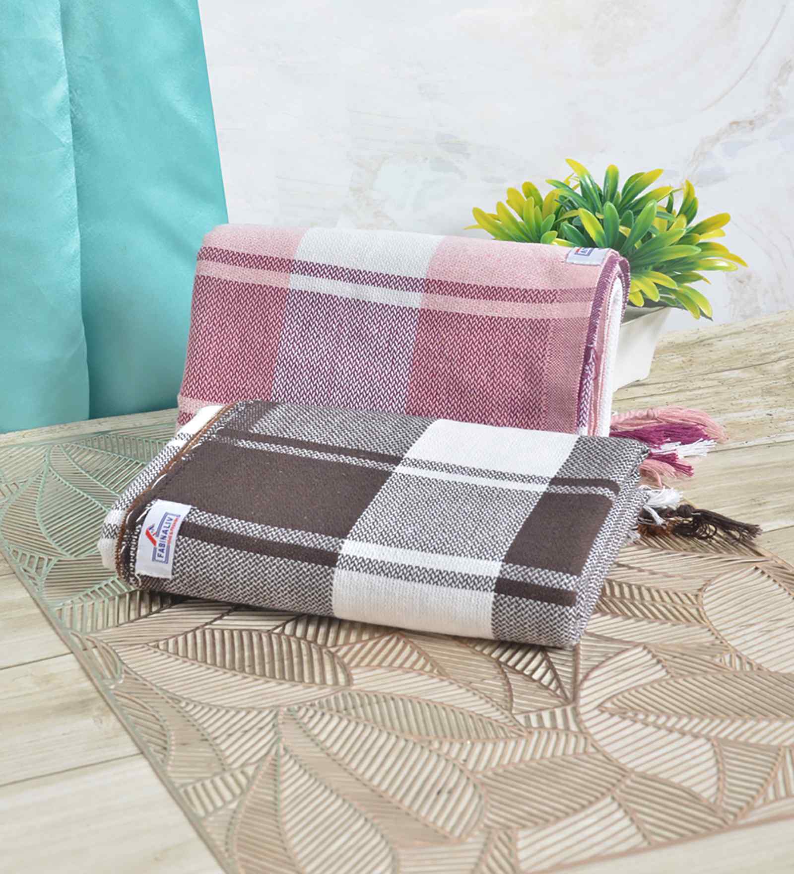 Multicolor Cotton Striped 225 GSM Bath Towels Pack of 2