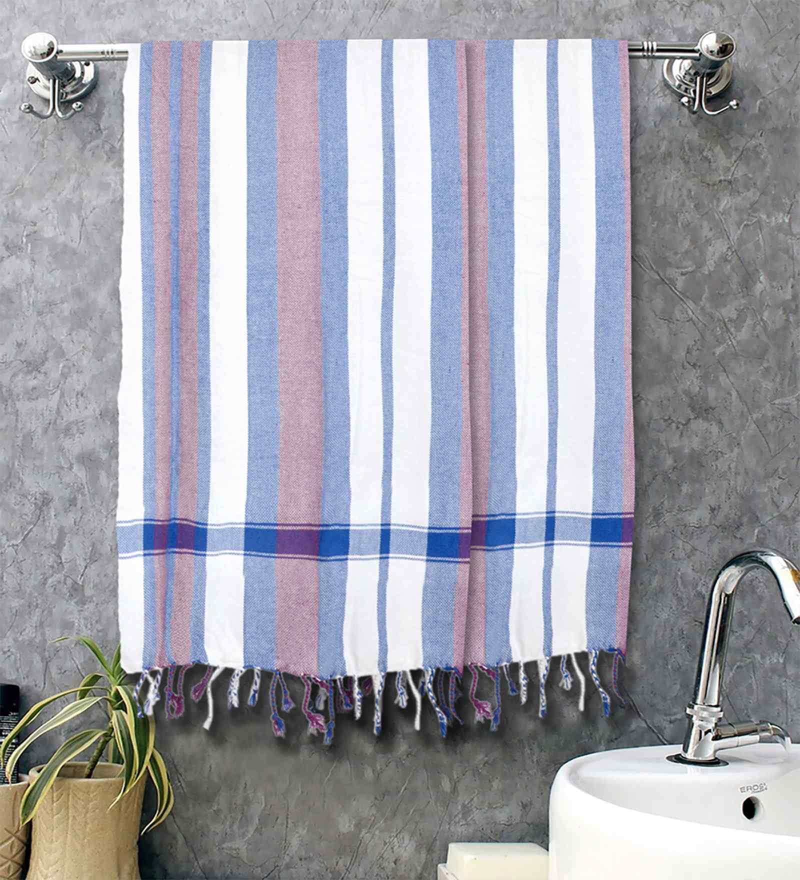 Multicolor Cotton Striped 225 GSM Bath Towels Pack of 2