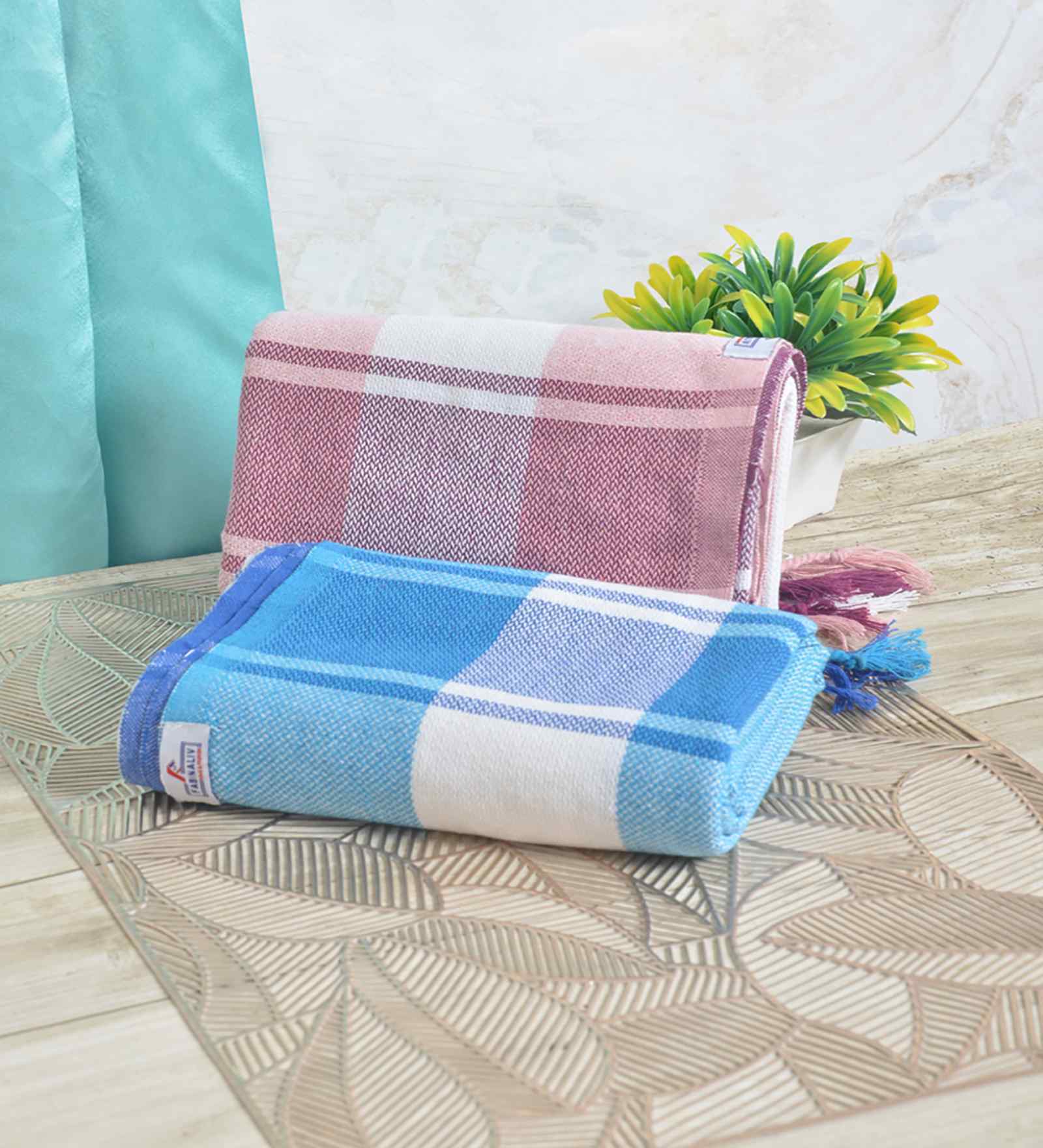 Multicolor Cotton Striped 225 GSM Bath Towels Pack of 2
