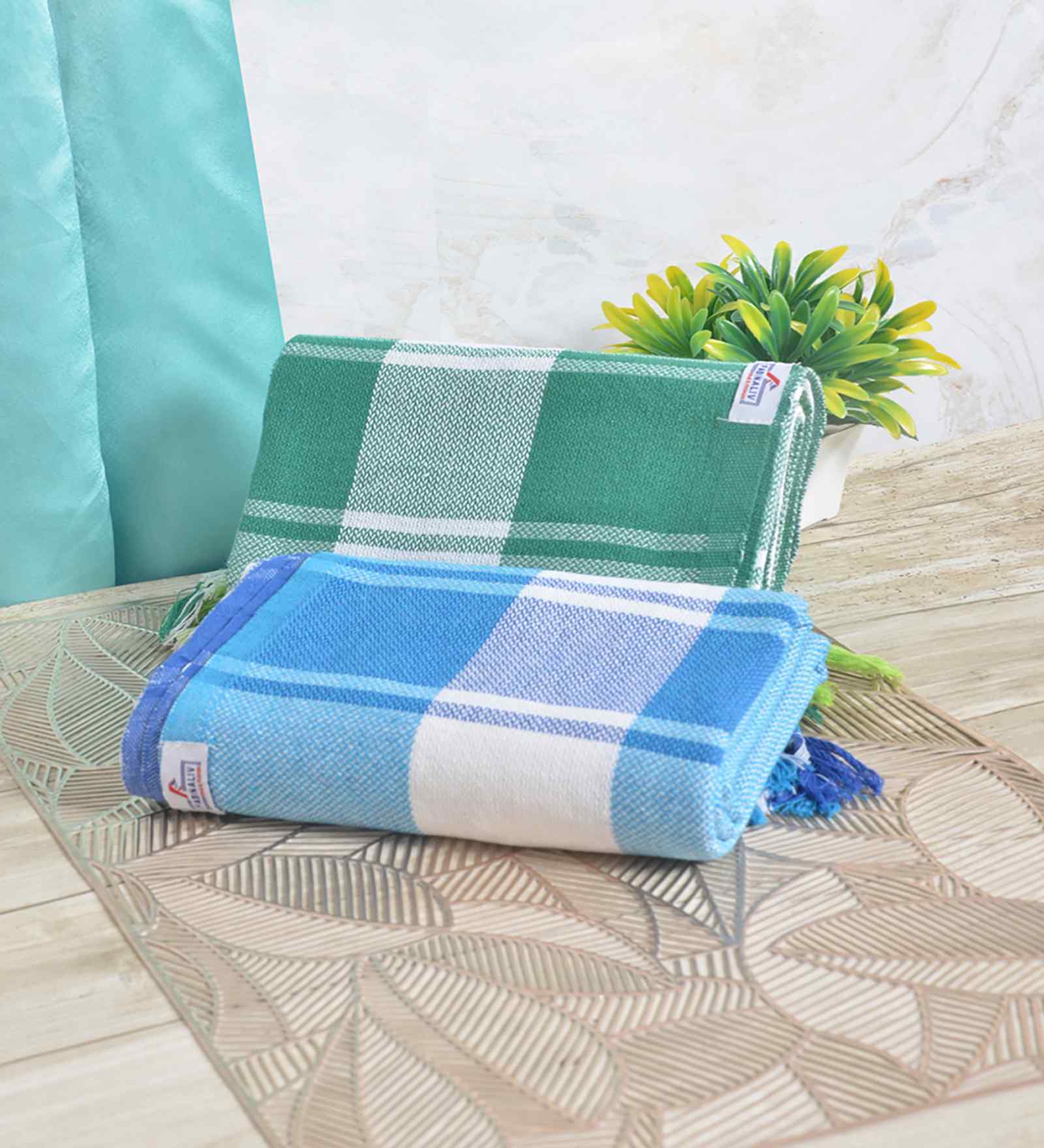 Multicolor Cotton Striped 225 GSM Bath Towels Pack of 2