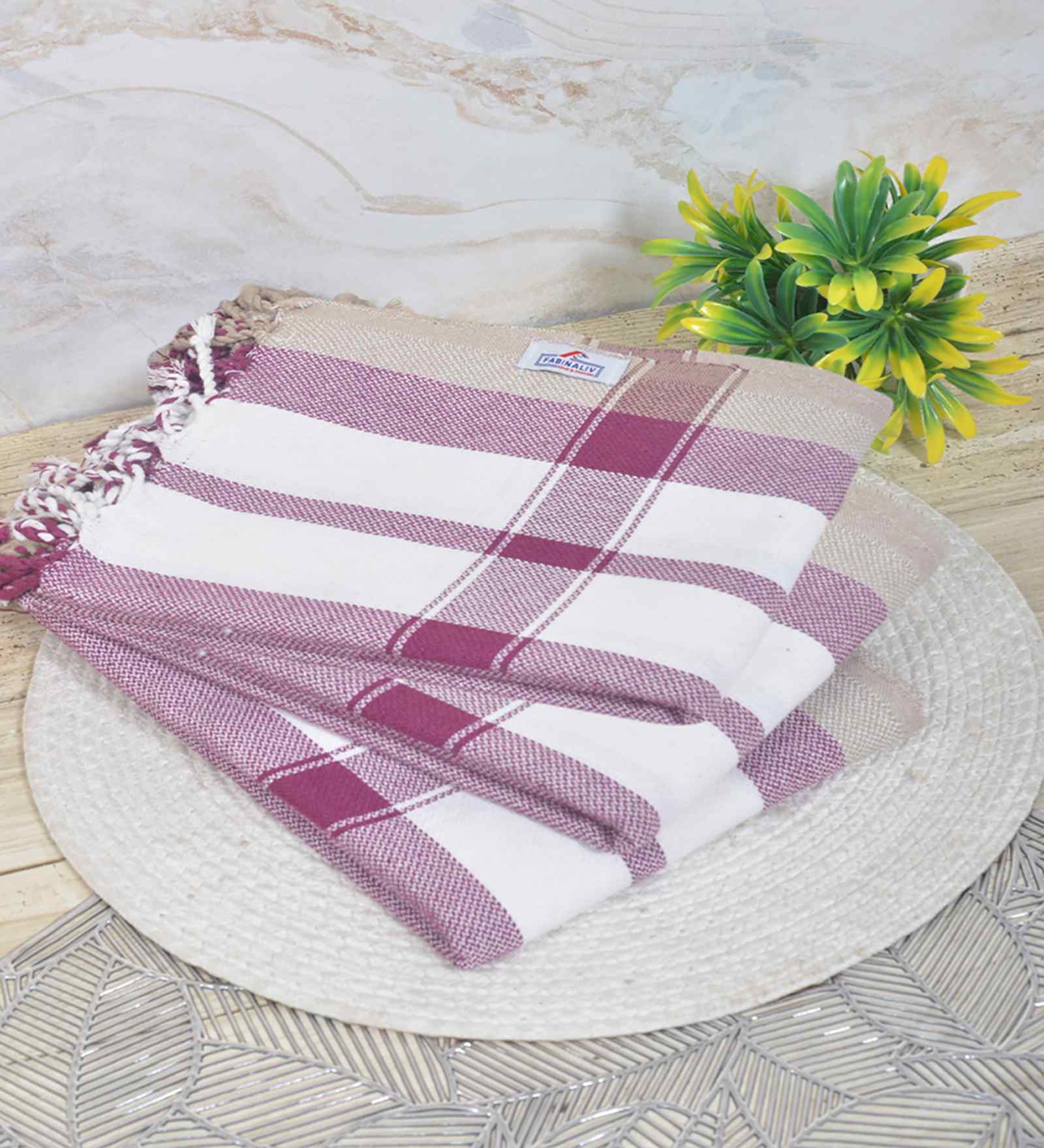 Multicolor Cotton Striped 225 GSM Bath Towels Pack of 3