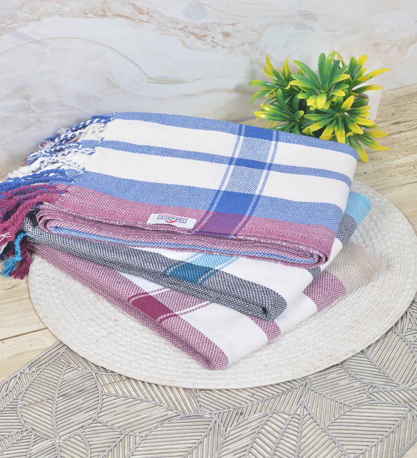 Multicolor Cotton Striped 225 GSM Bath Towels Pack of 3