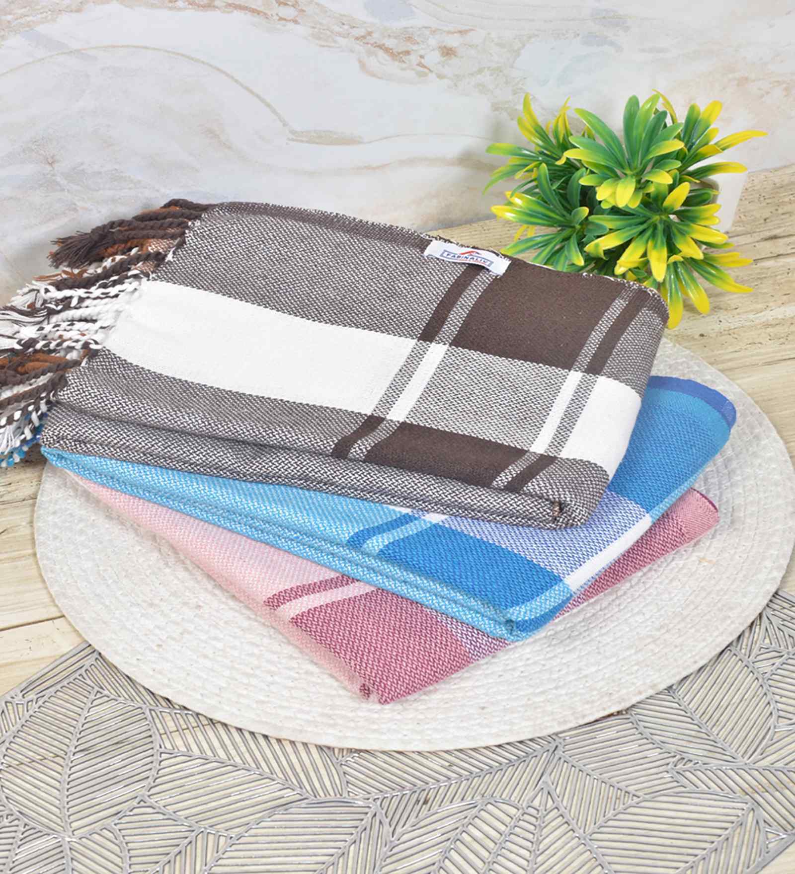 Multicolor Cotton Striped 225 GSM Bath Towels Pack of 3