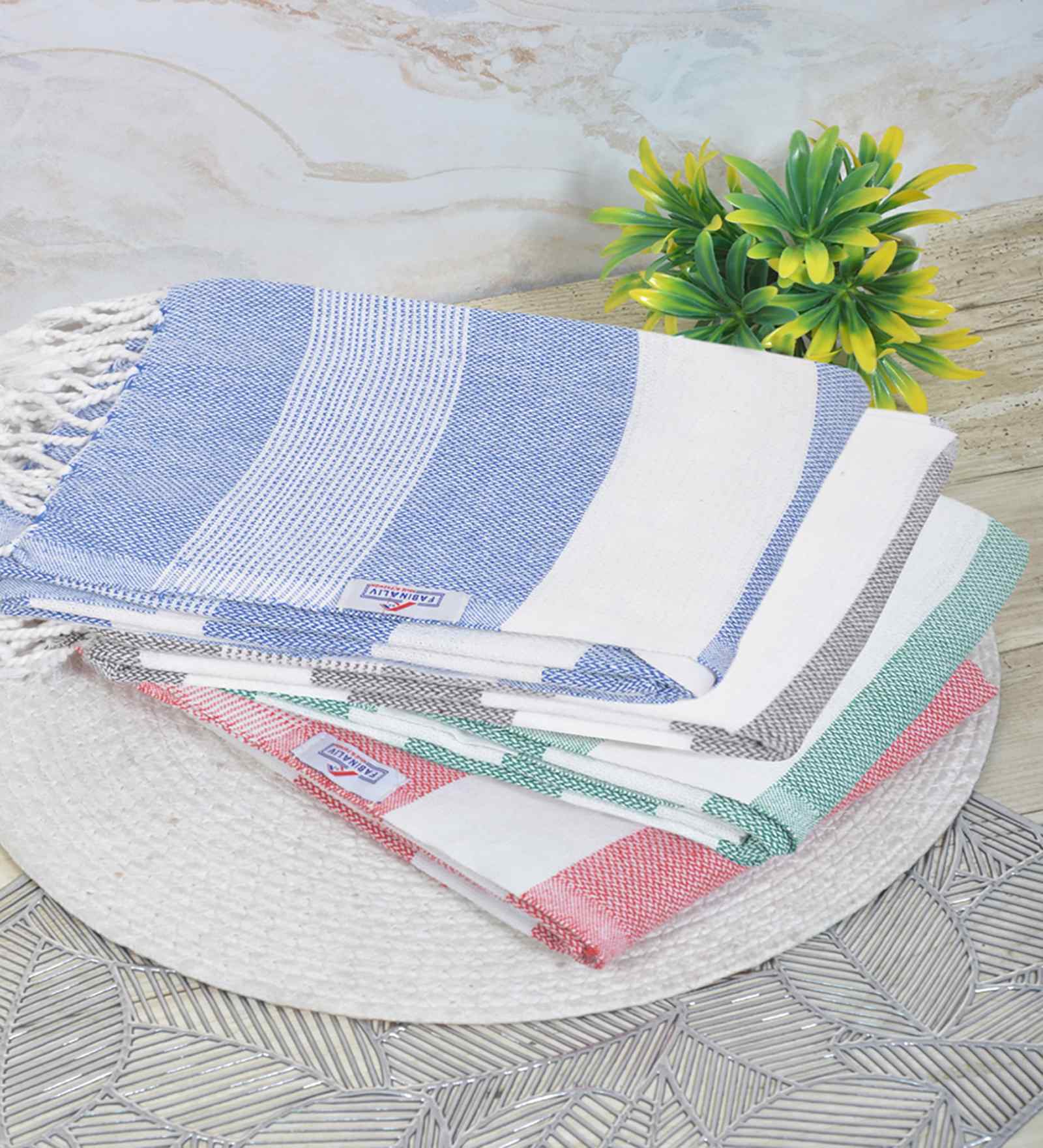 Multicolor Cotton Striped 225 GSM Bath Towels Pack of 4